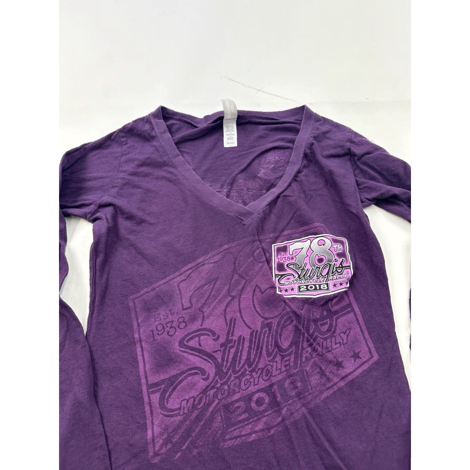 Vintage VINTAGE Hot Leathers Sturgis Shirt Womens Medium Purple Long Sleeve V-Neck Motorcycle Rally 2018 Size M / US 6-8 / IT 42-44 - 2 Thumbnail