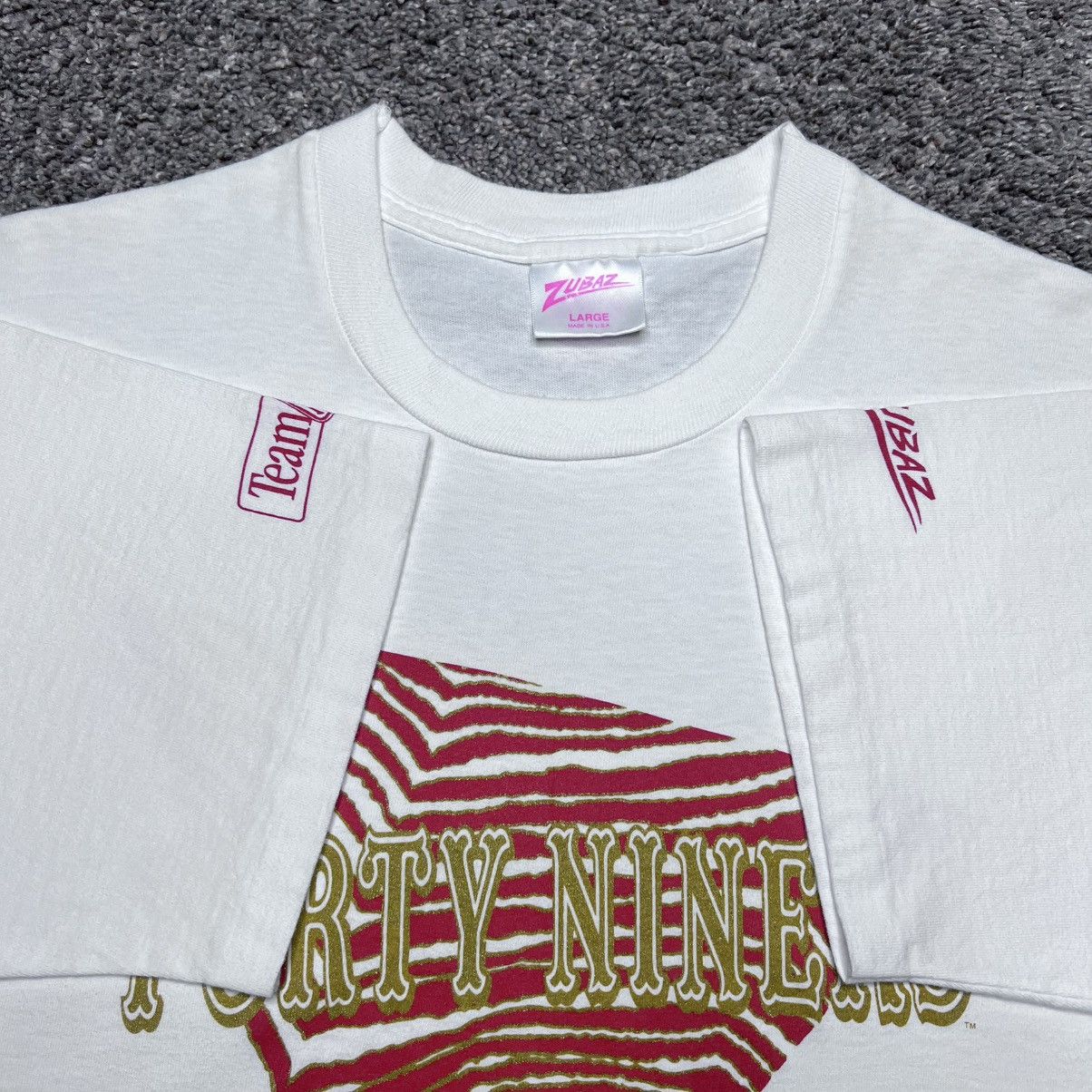 Zubaz Vintage 1990s NFL San Francisco 49ers Zubaz Stripes T-Shirt Size US L / EU 52-54 / 3 - 3 Thumbnail