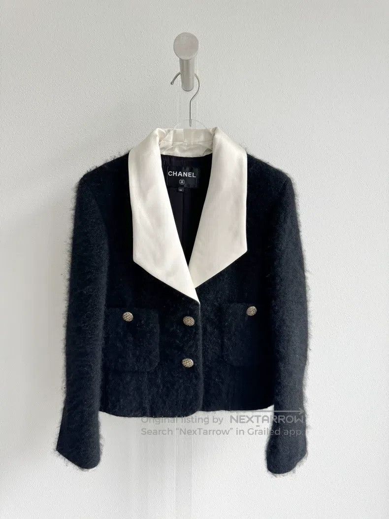 Chanel Chanel 18K Forest Series Black Silk Tweed Coat Size XXS / US 00 / IT 34 - 2 Thumbnail