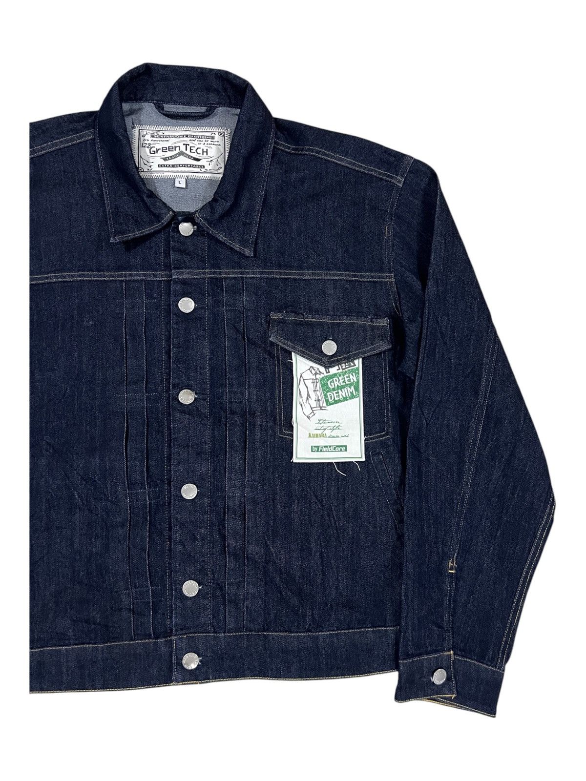 Japanese Brand WWII Model Type-1 Pleated Kaihara Fabric Denim Jacket Size US L / EU 52-54 / 3 - 3 Thumbnail