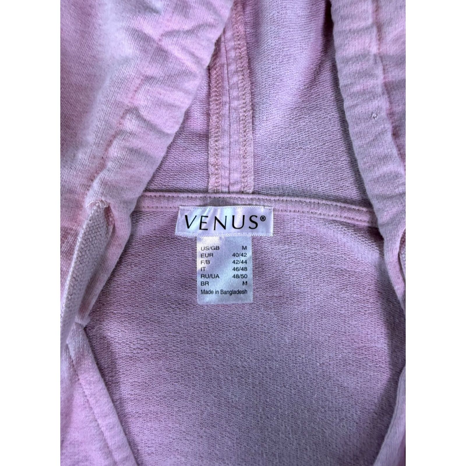 Venus Venus Hoodie Women's Medium Light Pink Drawstring Relaxed Pullover E560 Size M / US 6-8 / IT 42-44 - 3 Thumbnail