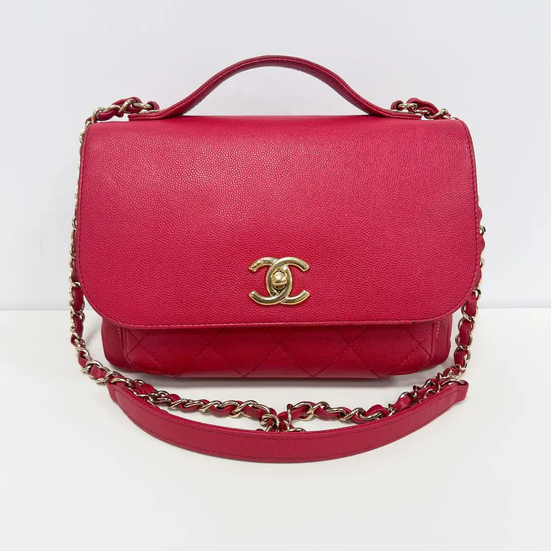 Chanel CHANEL BUSINESS AFFINITY Medium red pebbled cowhide leather quilted shoulder bag Size ONE SIZE - 1 Thumbnail