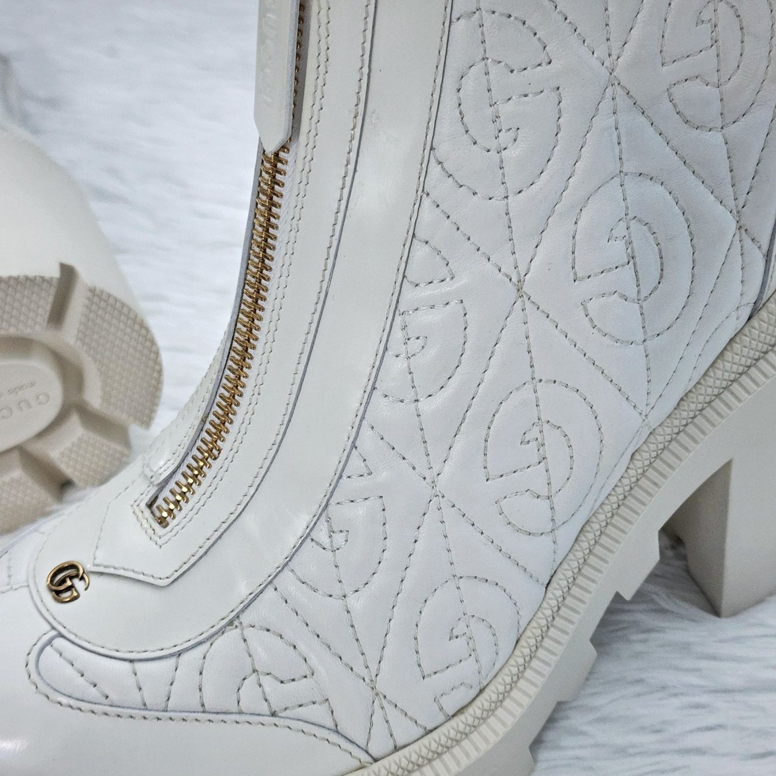 Gucci Gucci Calfskin G Rhombus Ankle Boots White 39.5G | 9.5 US Size US 9.5 / IT 39.5 - 5 Thumbnail