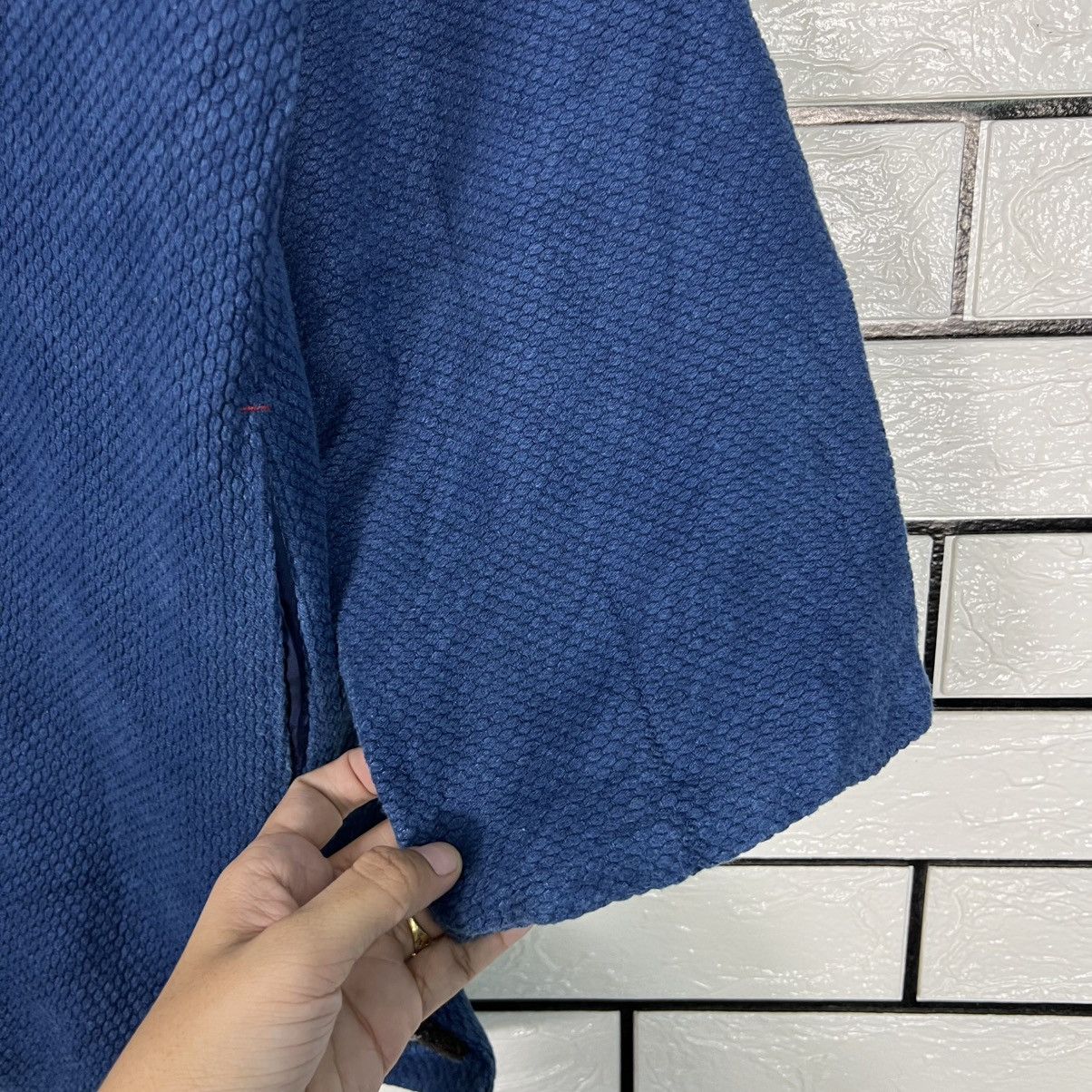 Vintage Indigo Blue Thick Weave Kimono Native Design Lined 4153-C190 Size US S / EU 44-46 / 1 - 7 Thumbnail