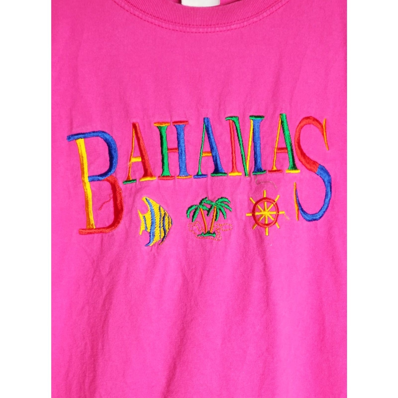 Hanes VINTAGE Hanes Bahamas Embroidered Travel T-Shirt Adult L Pink Short Sleeve Man O War Cay Mens Size US L / EU 52-54 / 3 - 3 Thumbnail