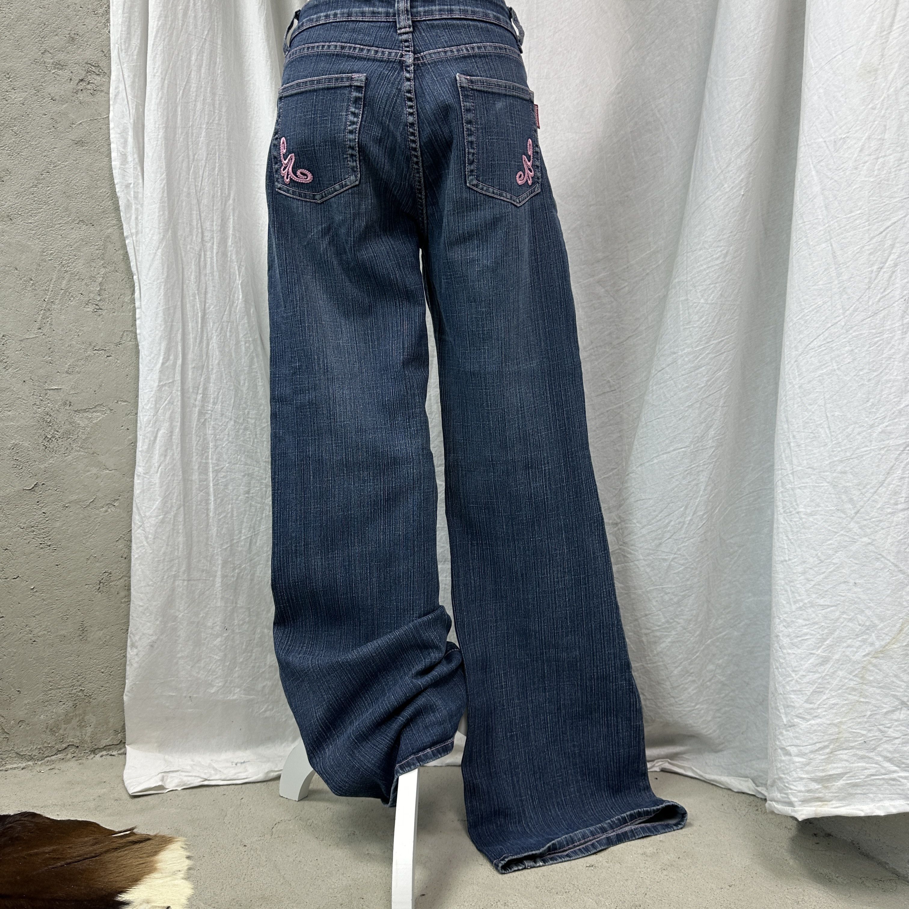 Vintage Vintage Denim Streetwear Flared Wide Leg Jeans Y2K Size 31" - 8 Thumbnail