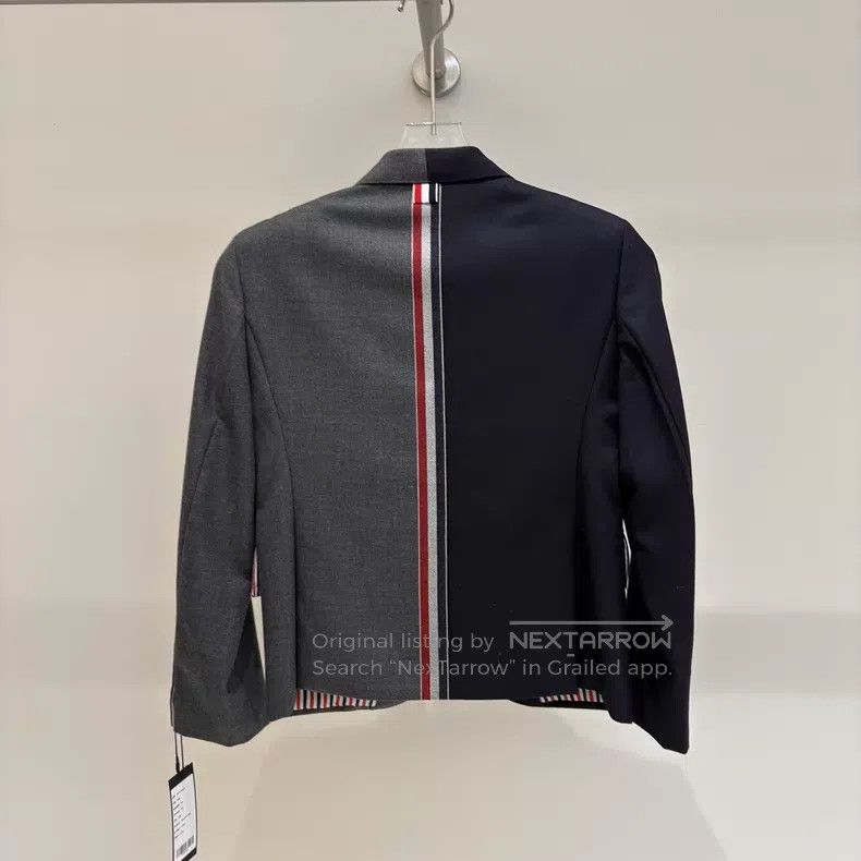Thom Browne Thom Browne Blazer - Dark Gray + Dark Blue Color Blocked Size XS / US 0-2 / IT 36-38 - 2 Thumbnail