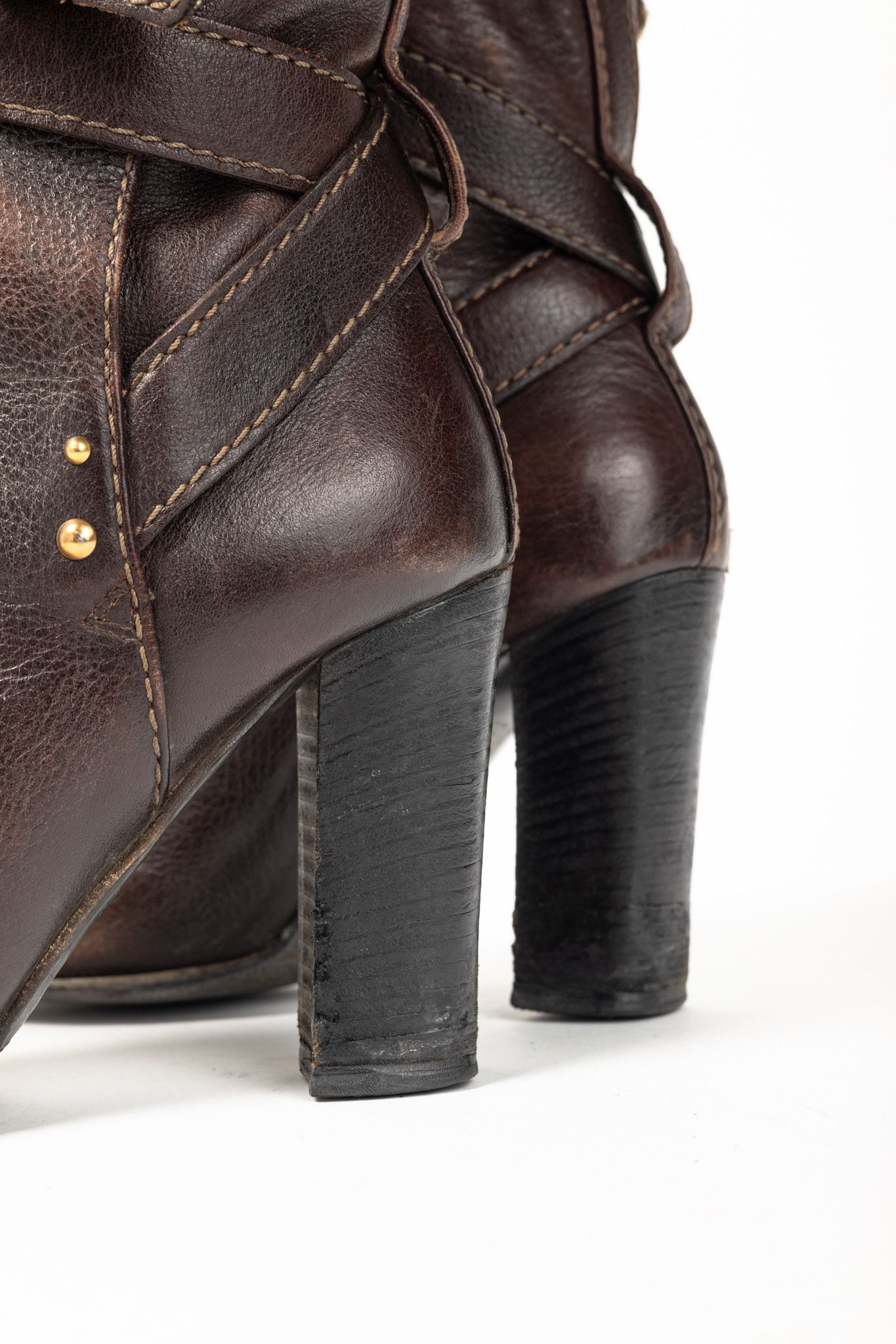 Chloe Chloe Paddington Brown Pebbled-Leather Wraparound Boots Size US 8.5 / IT 38.5 - 9 Thumbnail
