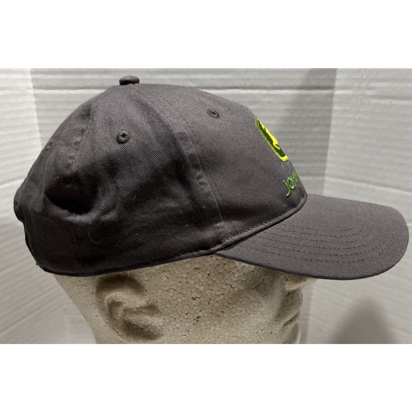 John Deere VINTAGE John Deere Hat Gray Logo Spellout Adjustable Baseball Cap Men One Size Gray Farmers Men Size ONE SIZE - 2 Thumbnail