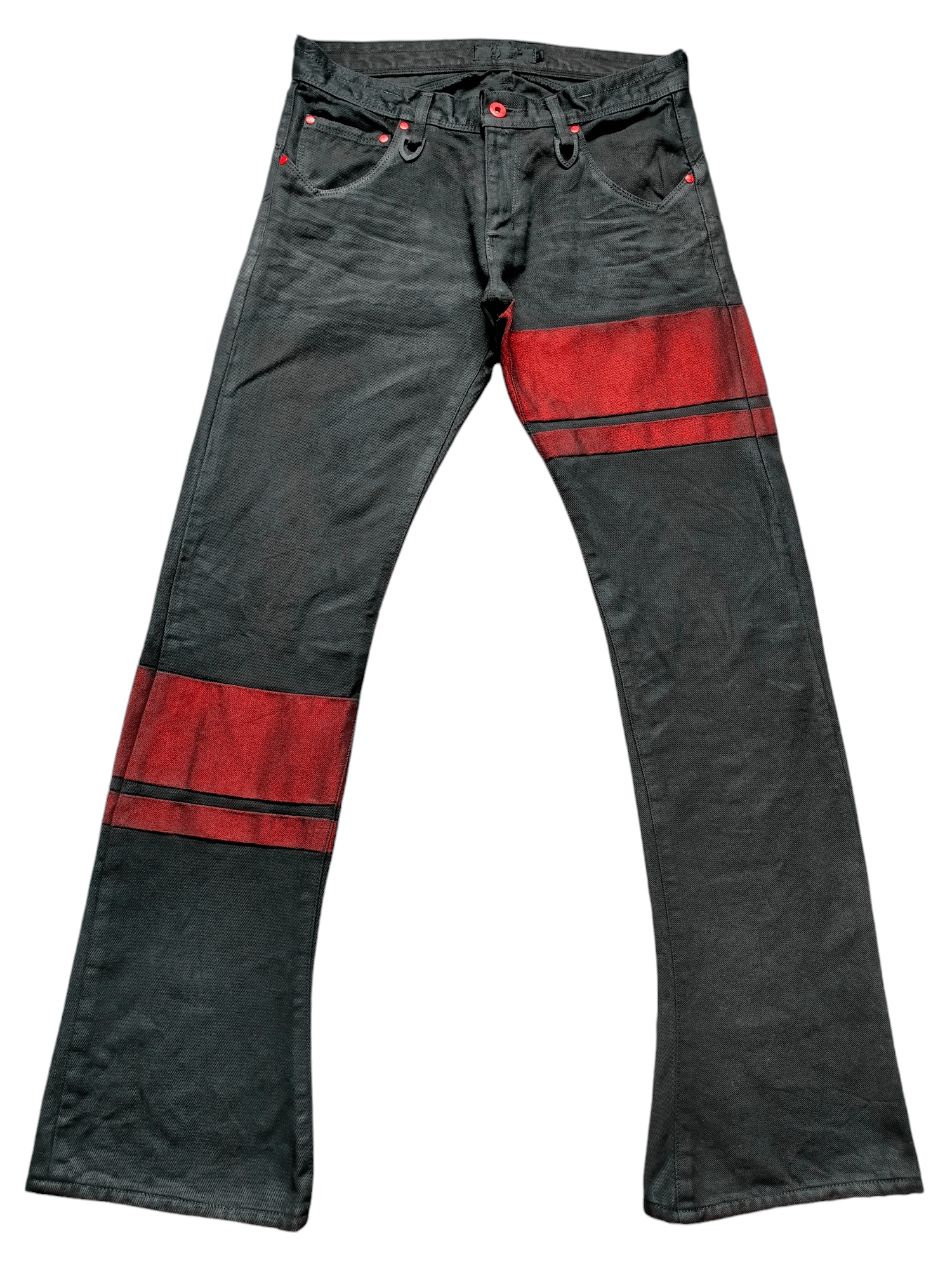 If Six Was Nine Flare Jeans Jackrose Waxed Boot cut Black Denim Size US 31 - 1 Thumbnail