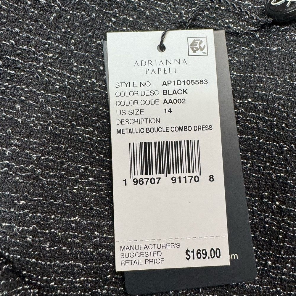 Adrianna Papell NWT New $169 Adrianna Papell Metallic Boucle Combo Black Dr Size XL / US 12-14 / IT 48-50 - 7 Thumbnail