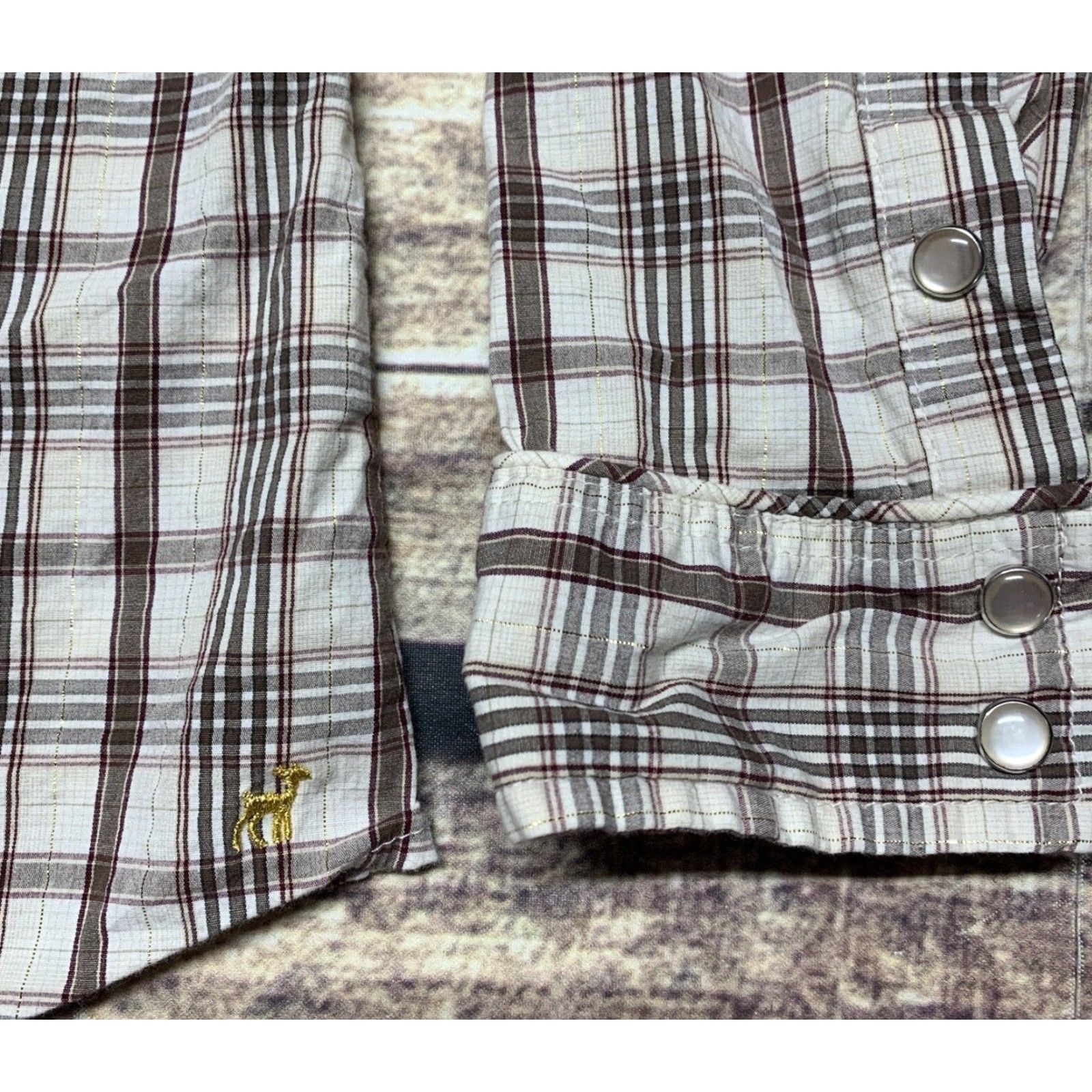 Old Navy Old Navy Pearl Snap Shirt Mens Regular M Brown White Plaid 2 Pockets Western Style Size US M / EU 48-50 / 2 - 7 Thumbnail