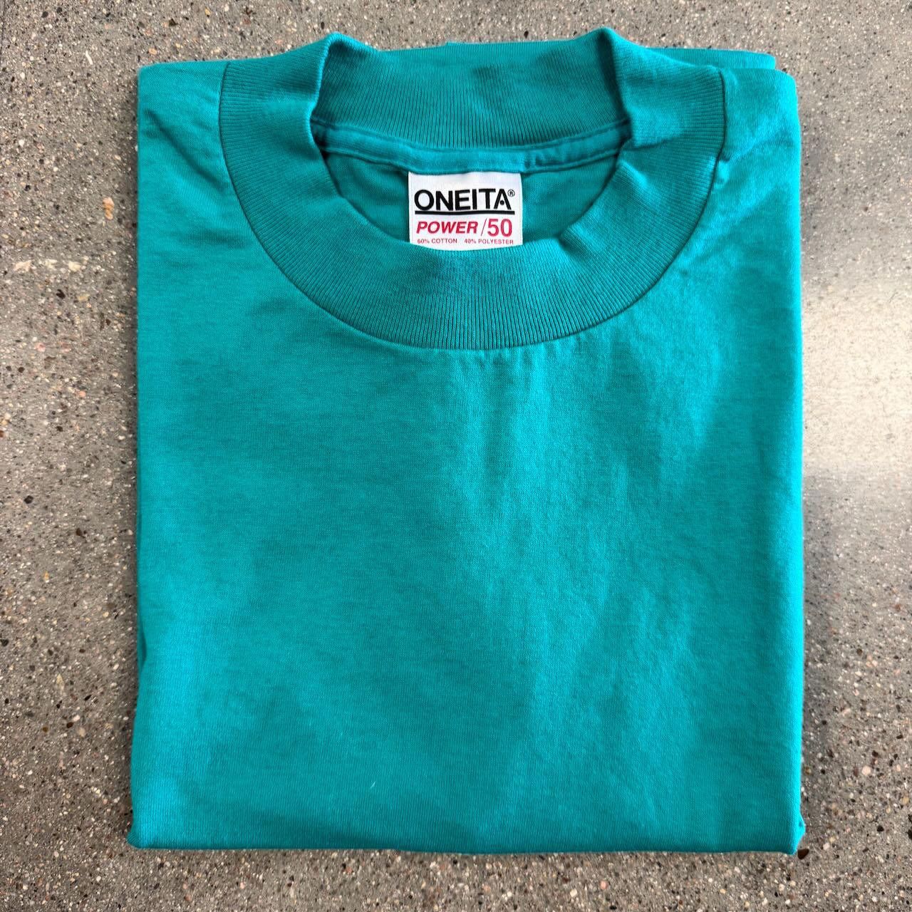 Designer VTG 90s ONEITA Single Stitch Power T-Shirt Teal Adult L Size US L / EU 52-54 / 3 - 7 Thumbnail