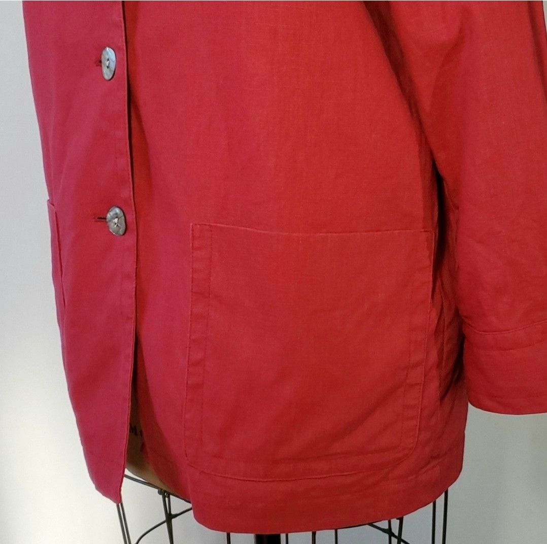 Other Chaus Size 14 Jacket Shacket Red Mother Pearl Linen Cotton Size L / US 10 / IT 46 - 7 Thumbnail