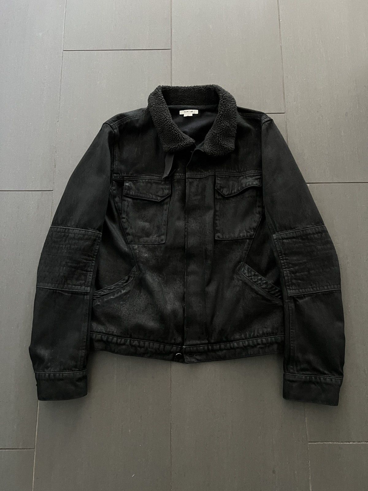 Helmut Lang Helmut Lang Waxed Denim Moto Trucker Jacket | Grailed