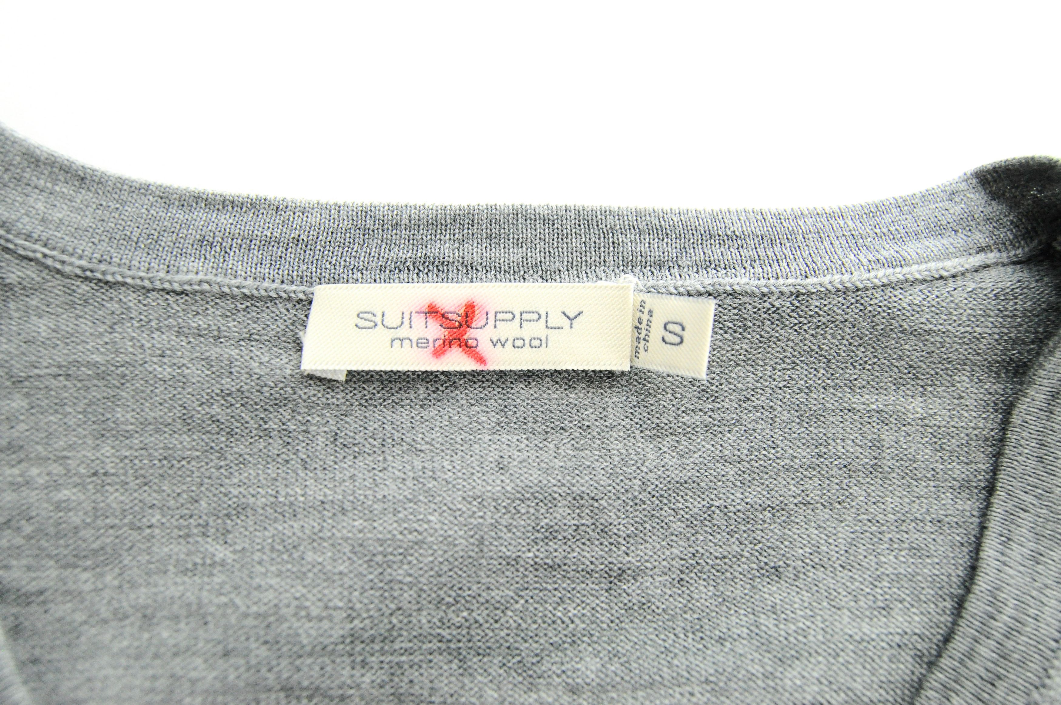 Suitsupply S Grey Merino Wool V-Neck Sweater 57332 Size US S / EU 44-46 / 1 - 5 Thumbnail