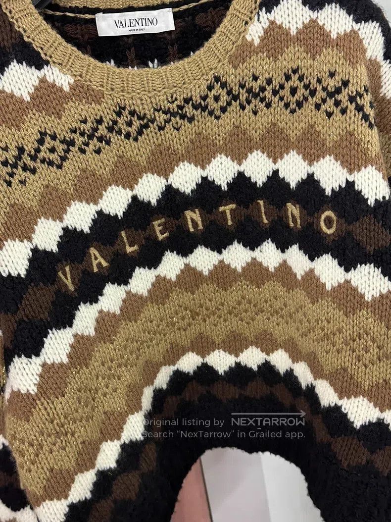 Valentino Valentino Wool striped monogram knit sweater with long sle Size M / US 6-8 / IT 42-44 - 2 Thumbnail