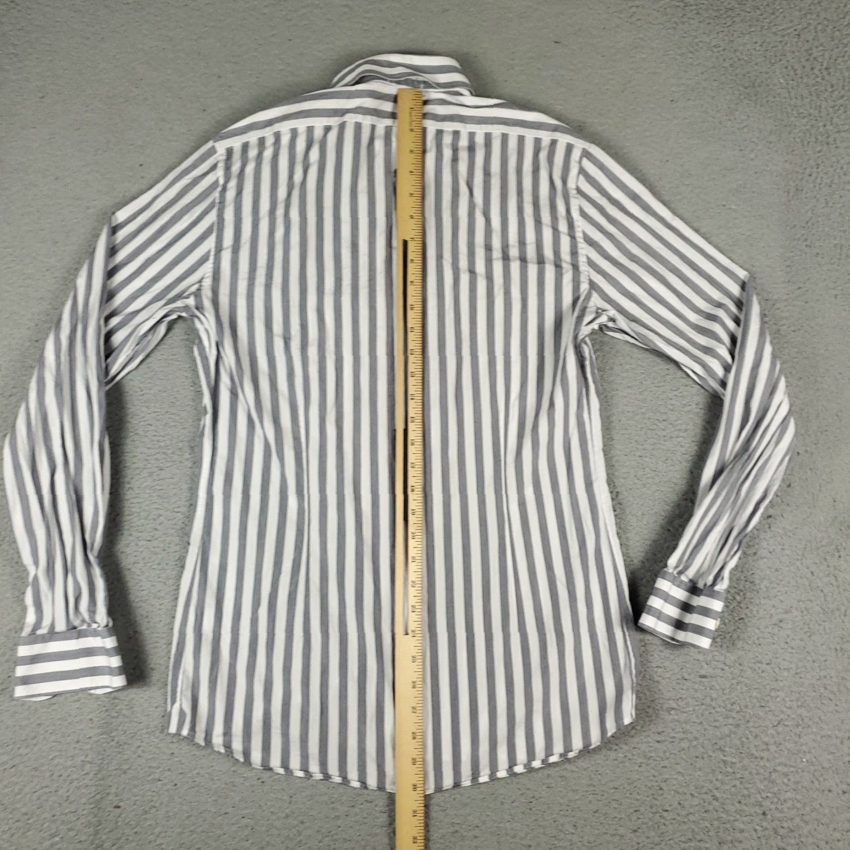 J.Lindeberg J. Lindeberg Shirt Mens Medium Gray Striped Button-Up Long Sleeve Slim Fit Cotton Size US M / EU 48-50 / 2 - 4 Thumbnail