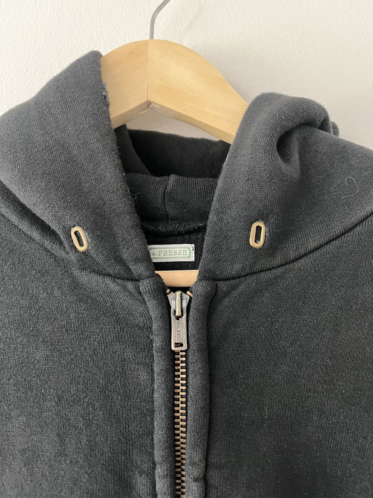 A.PRESSE Vintage Zip Hoodie Black sz2