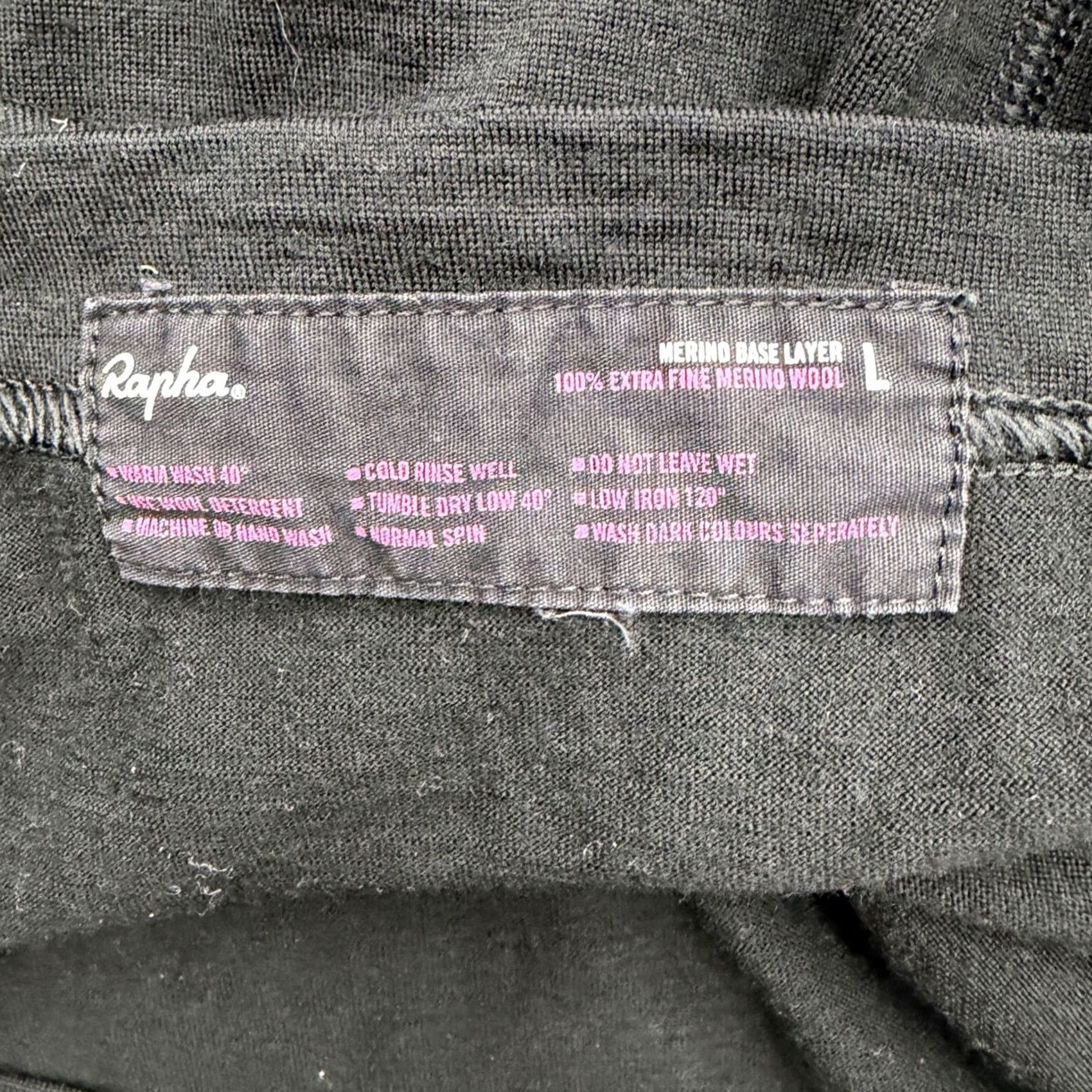 Rapha Rapha Men's Merino Base Layer Long Sleeve Black Extra Fine Wool L Large Crew Neck Shirt Size US L / EU 52-54 / 3 - 7 Thumbnail