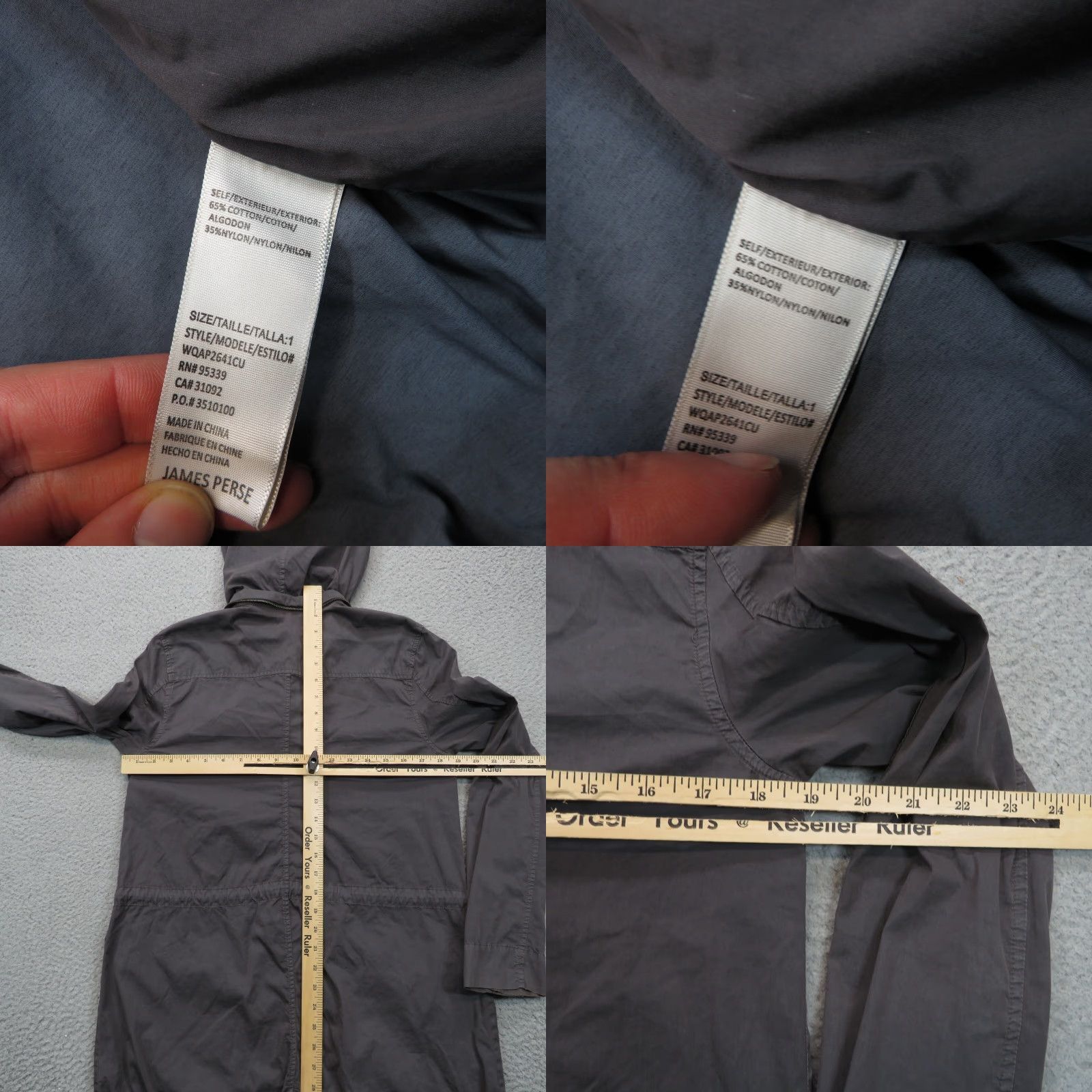 James Perse James Perse Jacket Women Gray Utility Parka Hooded Fishtail Full Zip Snap Pack Size S / US 4 / IT 40 - 9 Thumbnail