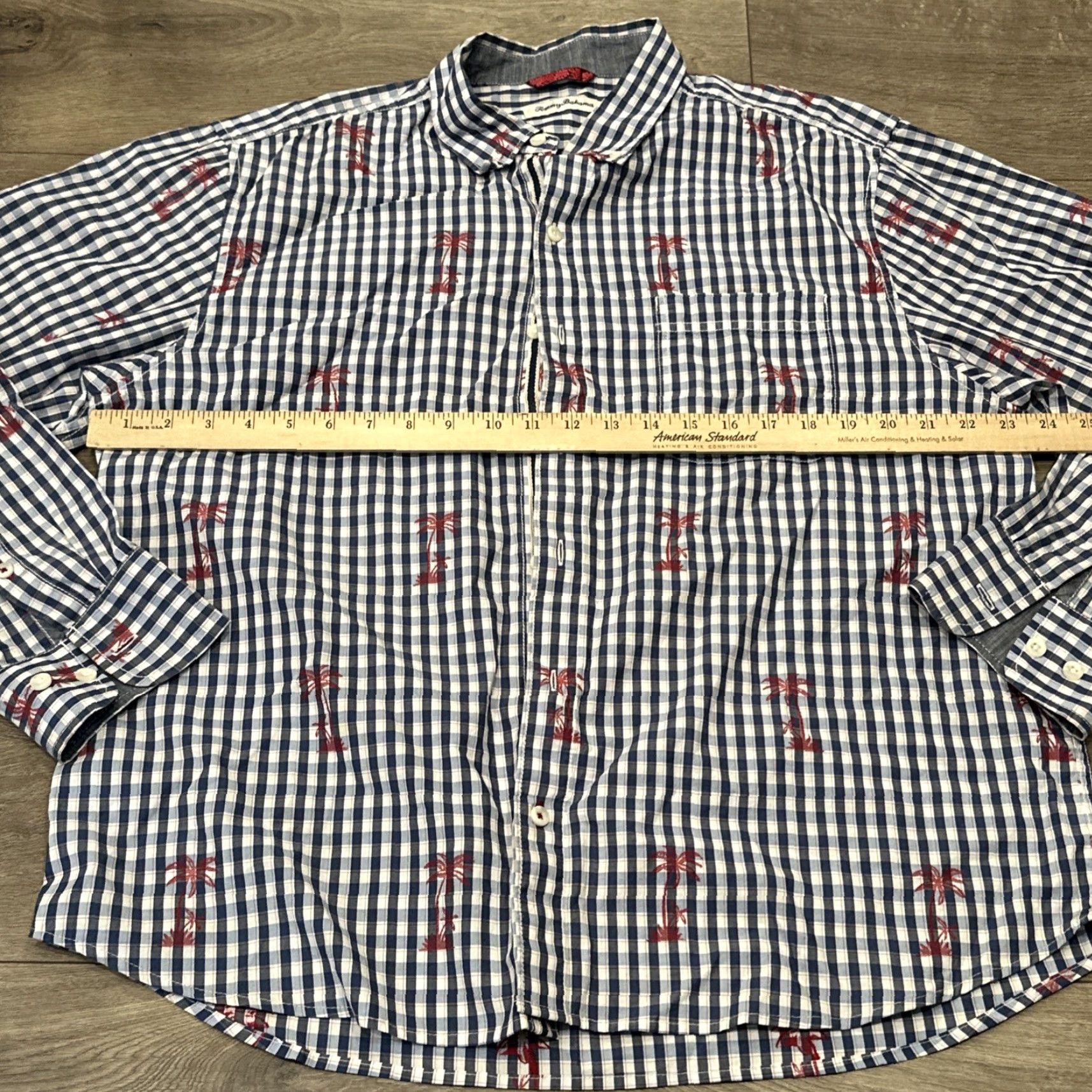 Tommy Bahama VINTAGE Tommy Bahama Shirt Blue Check Palm Tree Long Sleeve Button-Down Large Mens Regular Fit Beach Hawaiian Tropical 90s? Size US L / EU 52-54 / 3 - 5 Thumbnail
