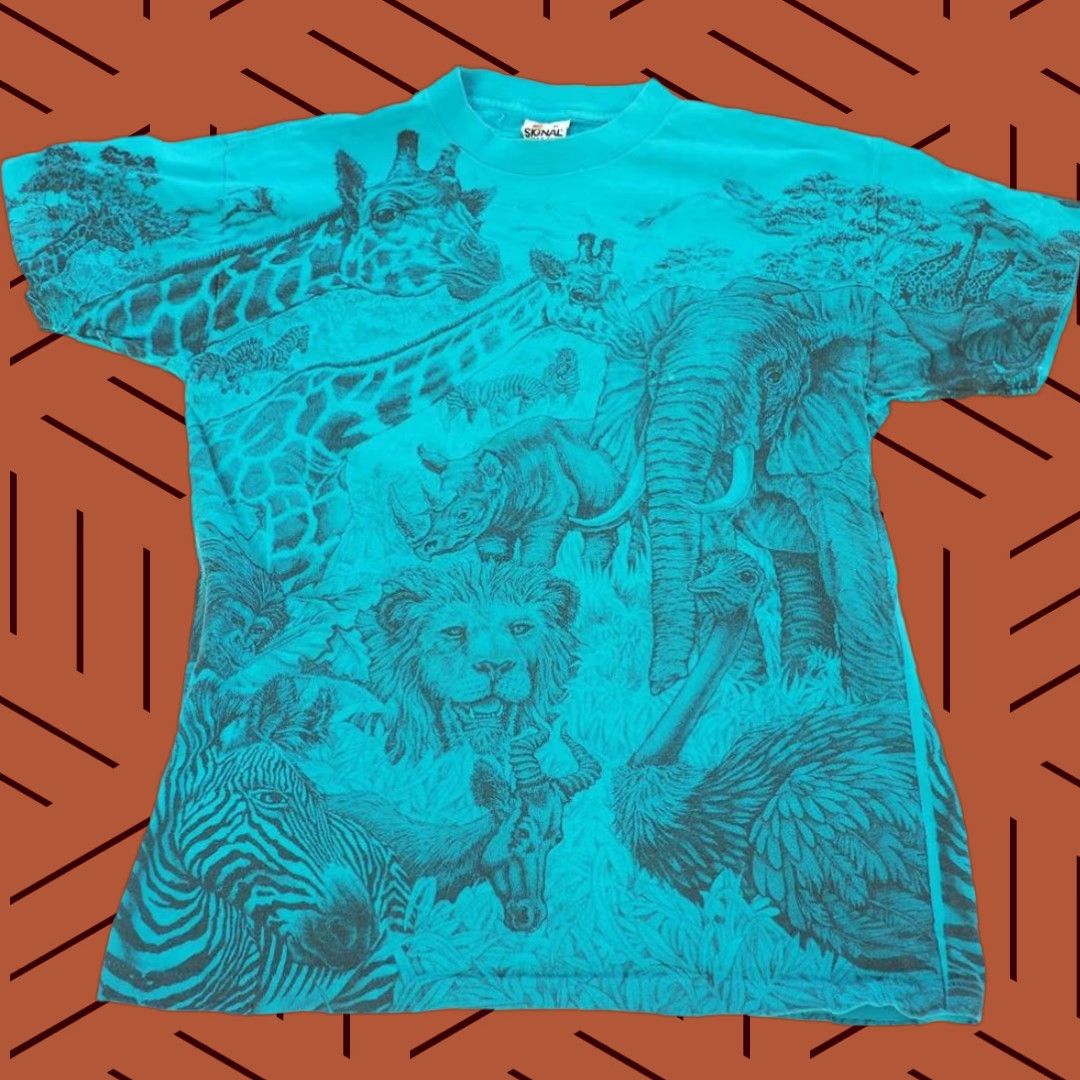 Vintage VINTAGE Elephant T Shirt 90s All Over Print Jungle Made In USA Size Medium M Blue Signal Unisex Adults T-Shirt Mens Size US M / EU 48-50 / 2 - 1 Thumbnail
