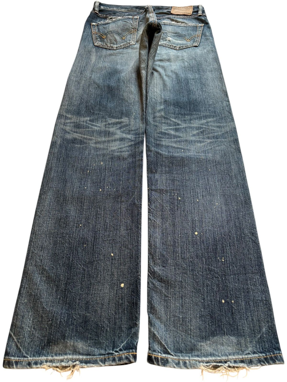 Edwin × Japanese Brand Rebel Vintage Edwin 503 Paint Patch Distress Rip Loose Jean Size US 29 - 2 Thumbnail