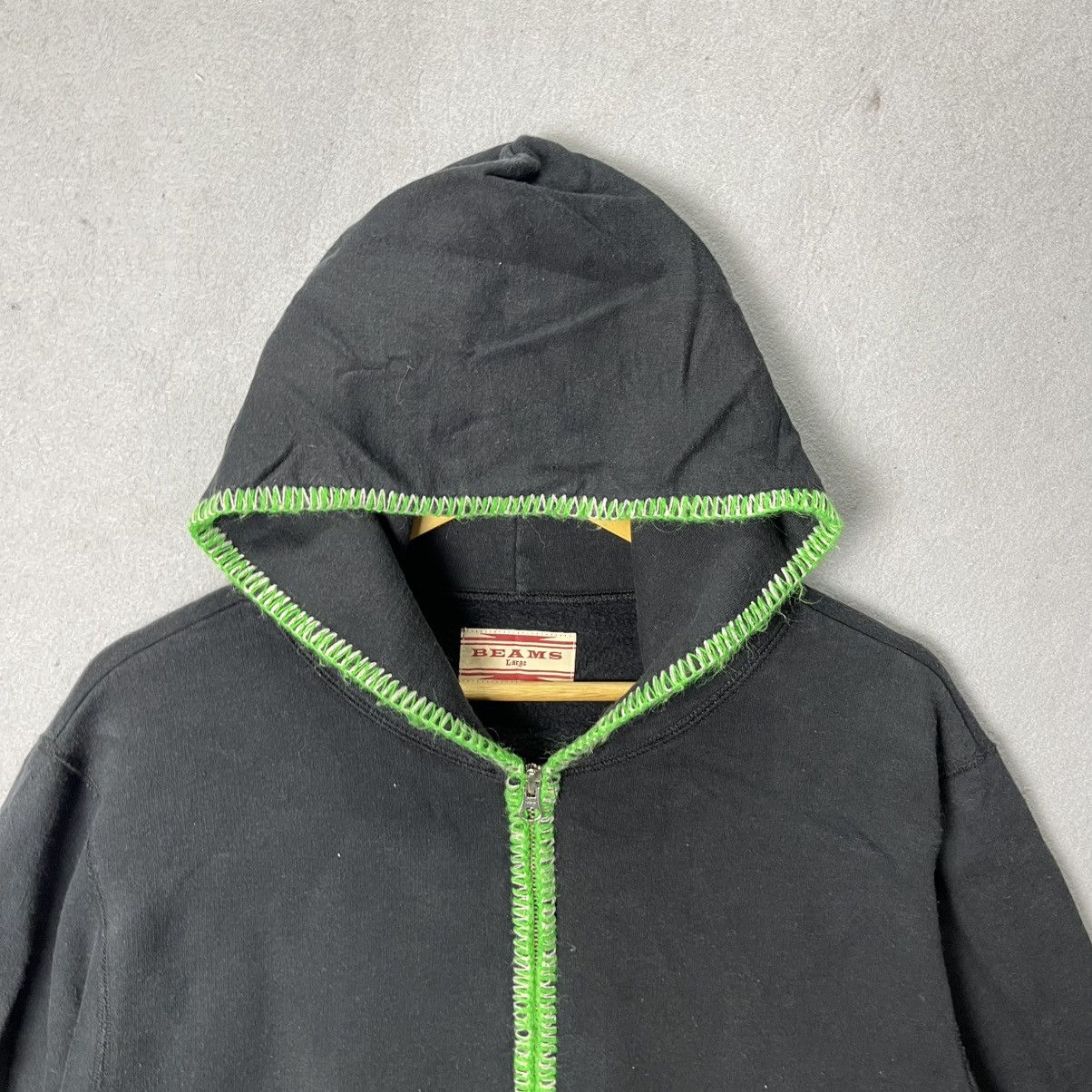 Beams Japan Vintage BEAMS Full Zip Hoodie Green Contrast Stitch Size US L / EU 52-54 / 3 - 2 Thumbnail