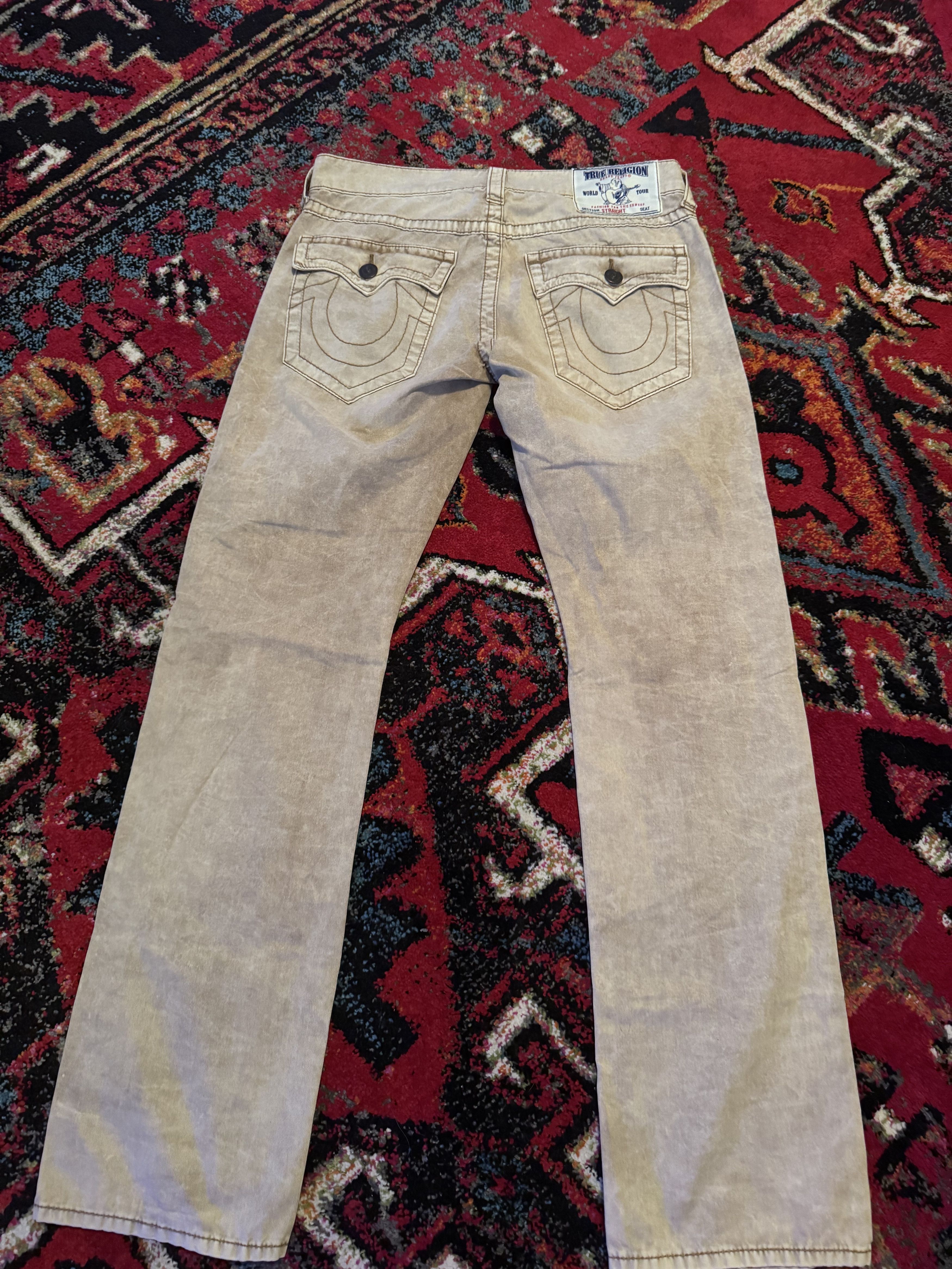 True Religion True Religion (World Tour) Long Tan Straight Denim Jeans Size US 31 - 2 Thumbnail