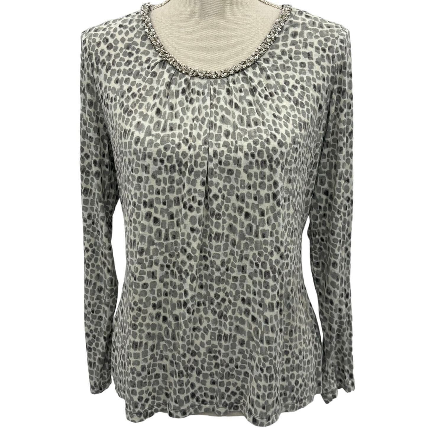 Other Charter Club Women's Blouse Petite Medium White Gray Abstrac Size M / US 6-8 / IT 42-44 - 1 Thumbnail