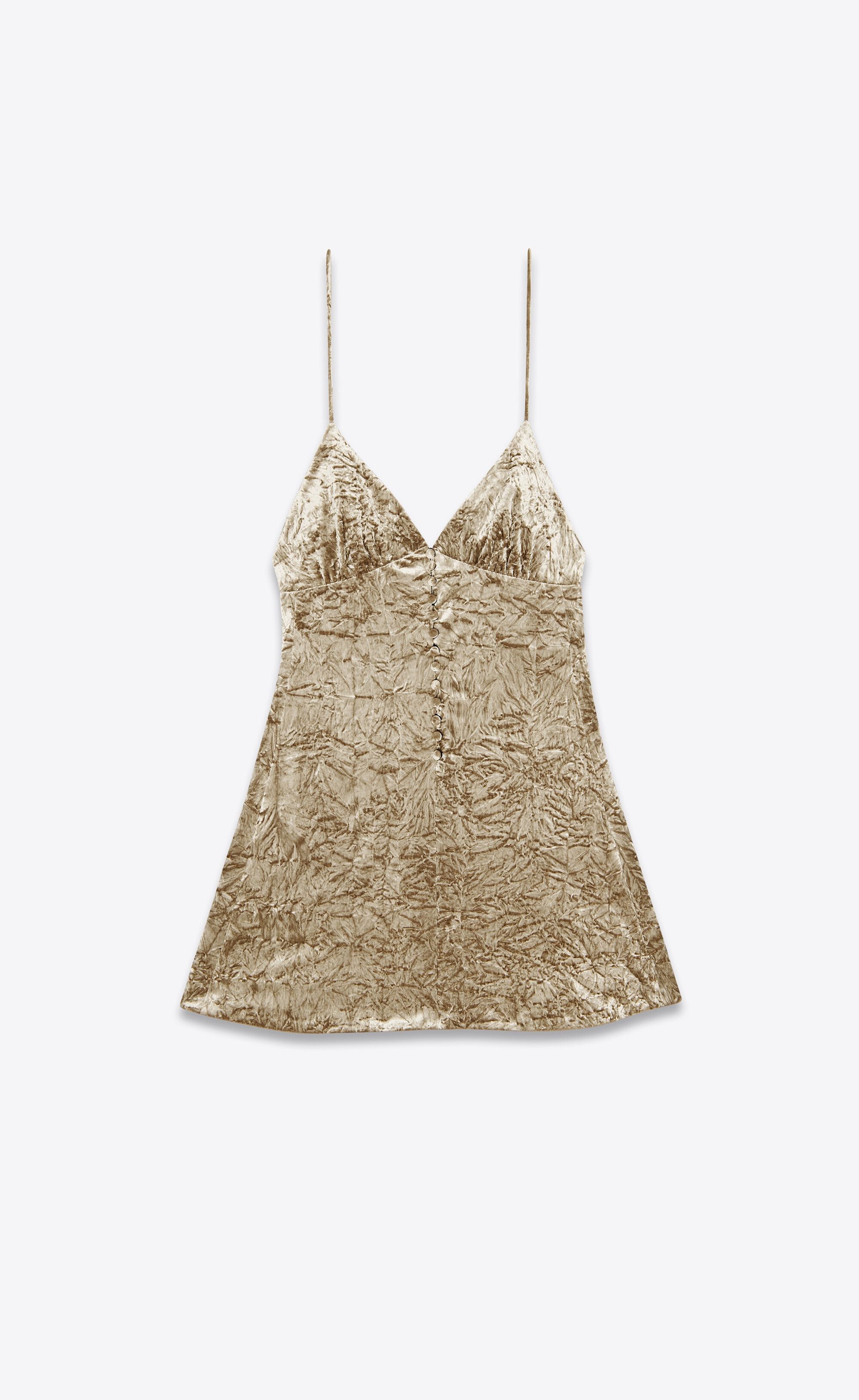 Saint Laurent Paris o1tp1o1224 Dress In Velvet in Beige Size XL / US 12-14 / IT 48-50 - 1 Thumbnail