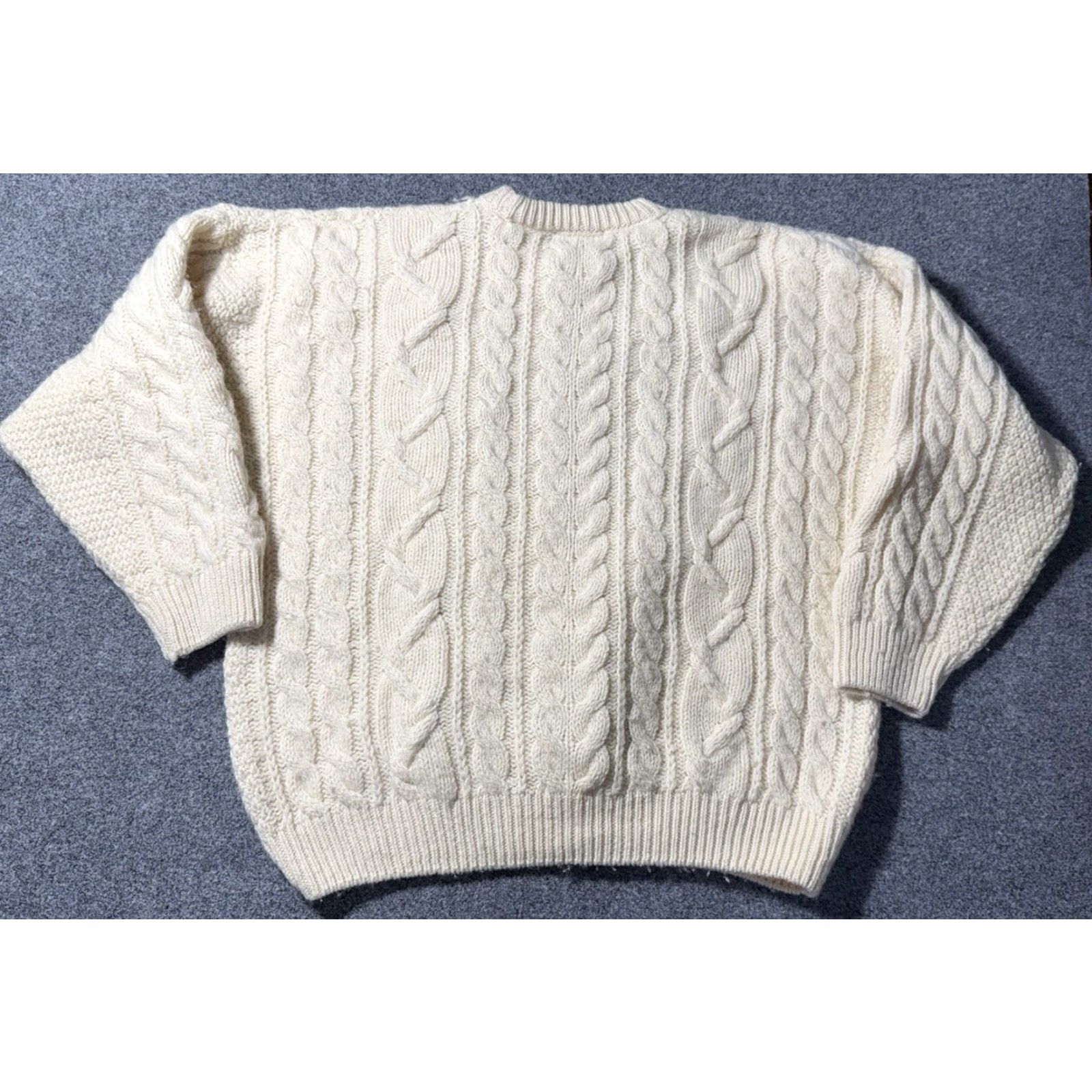 Vintage Blarney Woollen Mills Sweater Mens Medium Beige Aran Cable Knit Wool Pullover Size US M / EU 48-50 / 2 - 2 Thumbnail