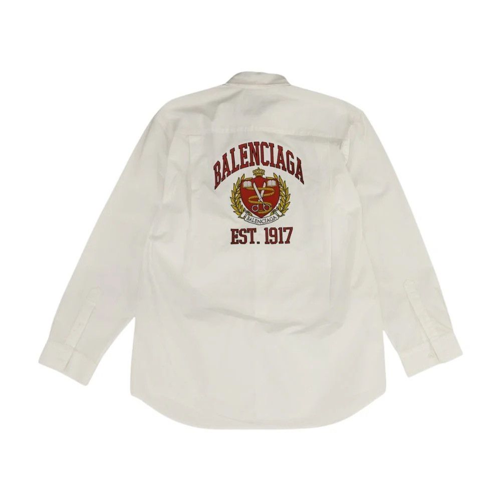 Balenciaga Balenciaga White 2021 College-Logo Ls Button Down shirts Size US M / EU 48-50 / 2 - 2 Thumbnail