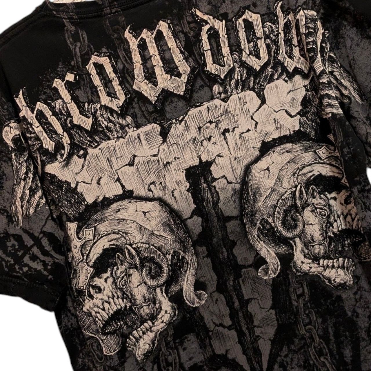 Affliction THROWDOWN Warriors Face Off T-shirt Skulls Y2K Cyber Grunge Size US L / EU 52-54 / 3 - 4 Thumbnail