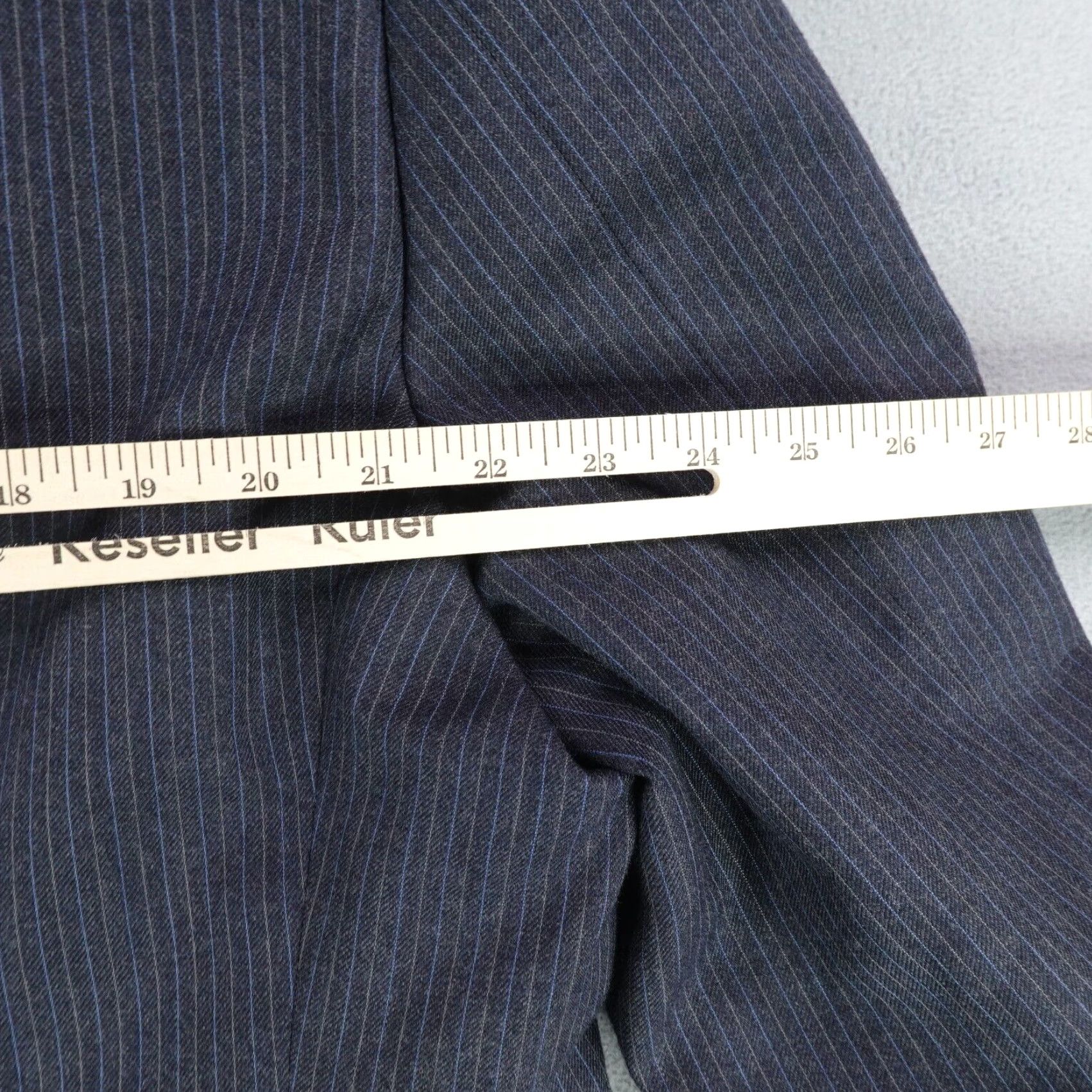 Hart Schaffner Marx VINTAGE Hart Schaffner Marx Blazer Mens 40L Blue Pinstripes Wool Long Jacket Coat Size 40R - 6 Thumbnail