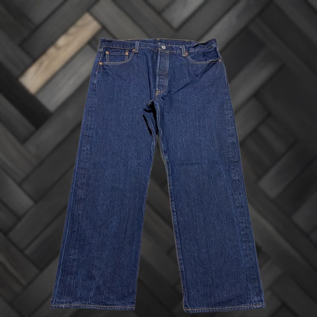 Levi's Levi's 501 Jeans Mens 37x28 Blue Button Fly Straight Leg Denim Classic Pants Jeans Size US 37 - 1 Thumbnail