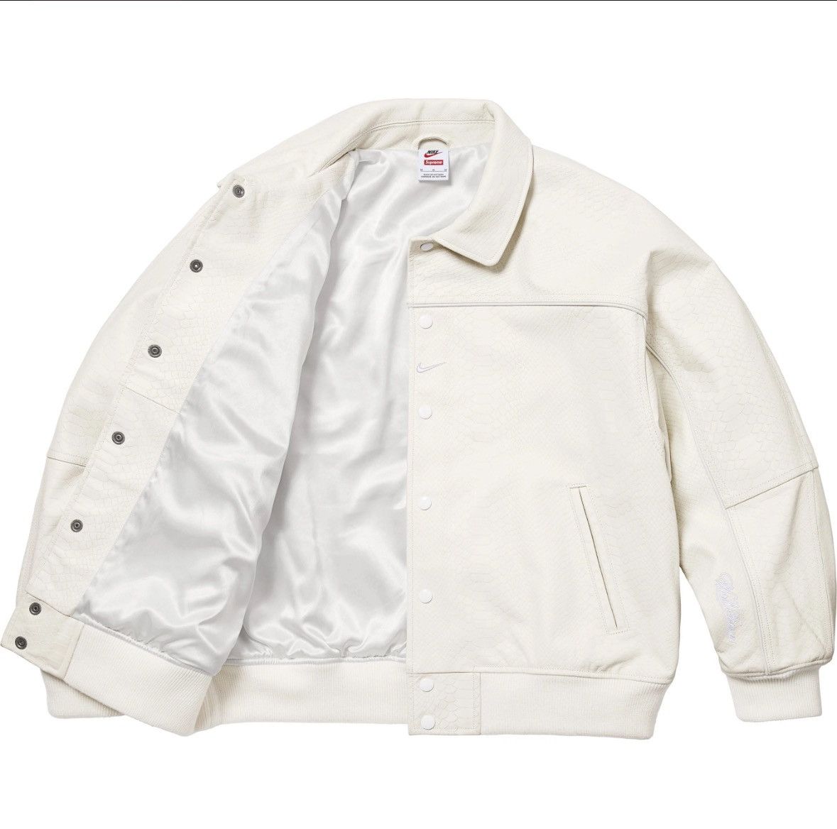 Nike × Supreme Supreme x Nike Leather Varsity Jacket 'Snakeskin' Size US XL / EU 56 / 4 - 2 Thumbnail