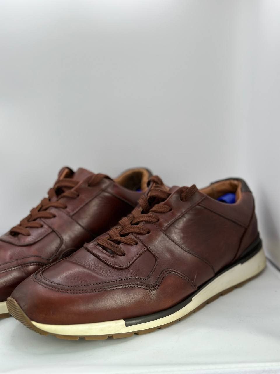 Russell & Bromley RUSSELL & BROMLEY Lomond Lace-Up Sneaker Shoes Brown Leather Size US 11.5 / EU 44-45 - 3 Thumbnail