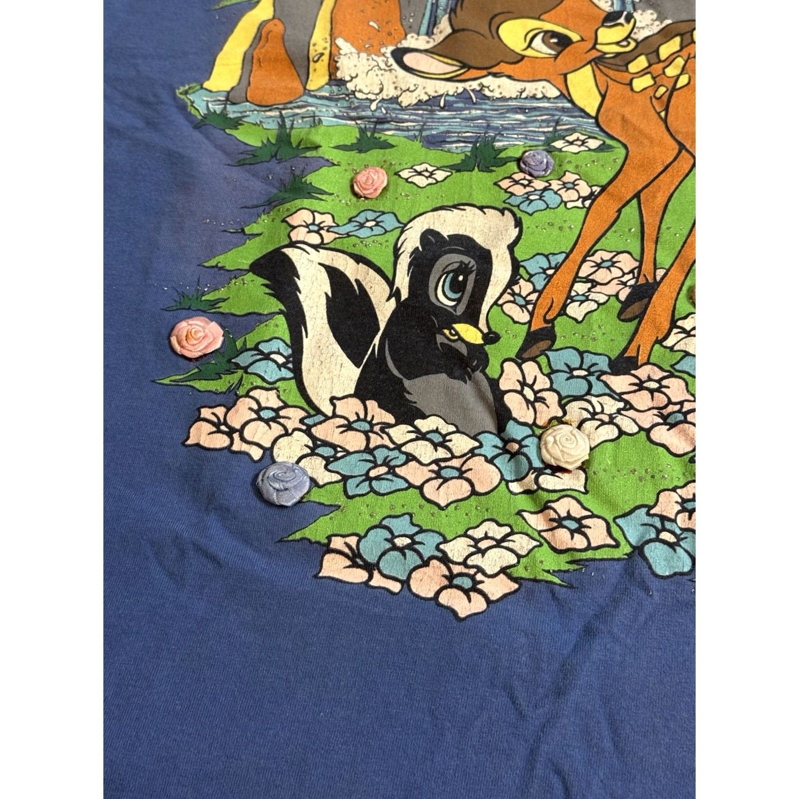 Disney VINTAGE Disney Shirt Mens XL Blue 90s Bambi Movie Promo Made USA Cartoon Bejeweled Size US XL / EU 56 / 4 - 3 Thumbnail