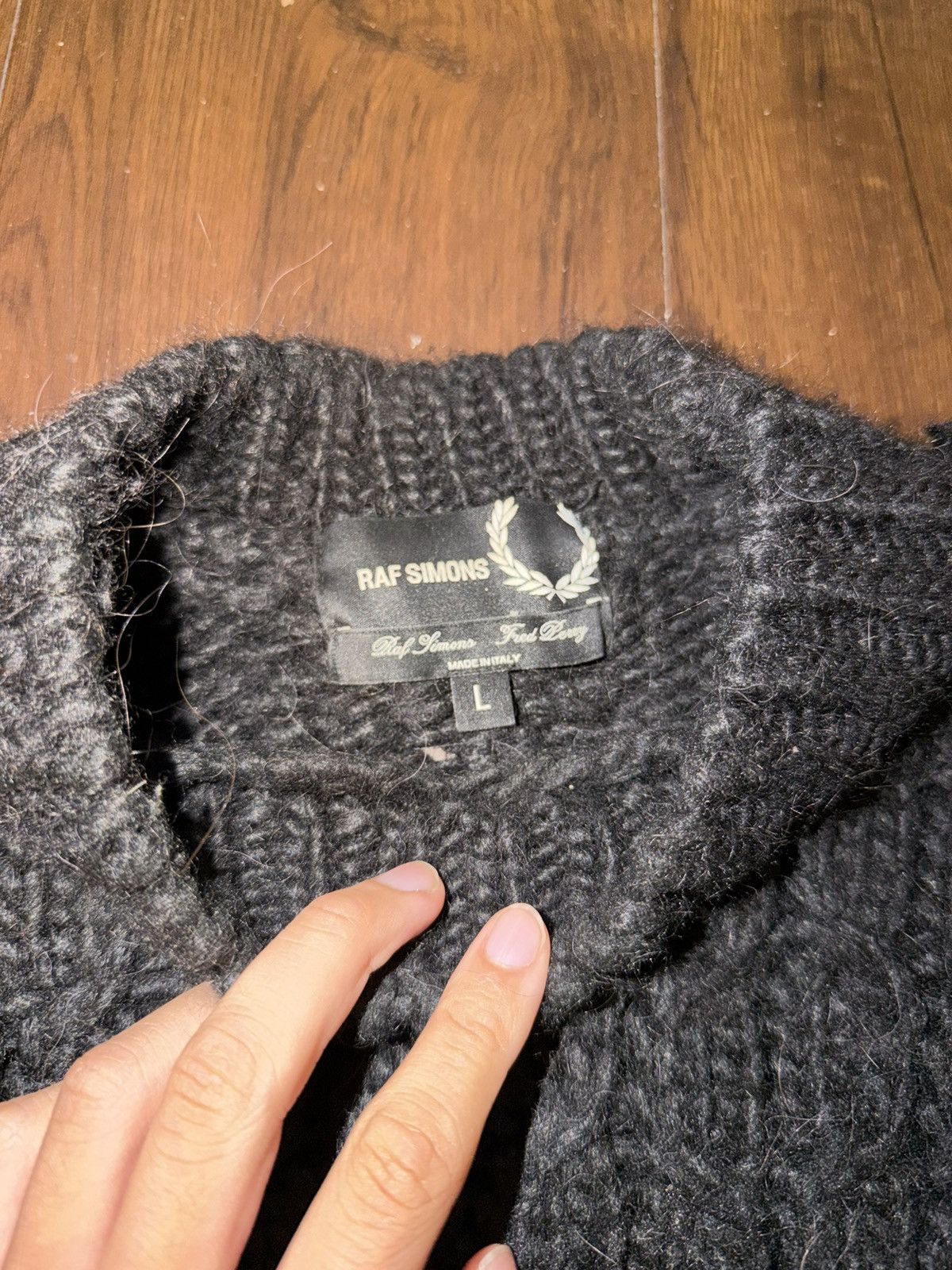 Fred Perry × Raf Simons RAF SIMONS x Fred Perry Black Wool Knit Sweater Size L Size US L / EU 52-54 / 3 - 3 Thumbnail