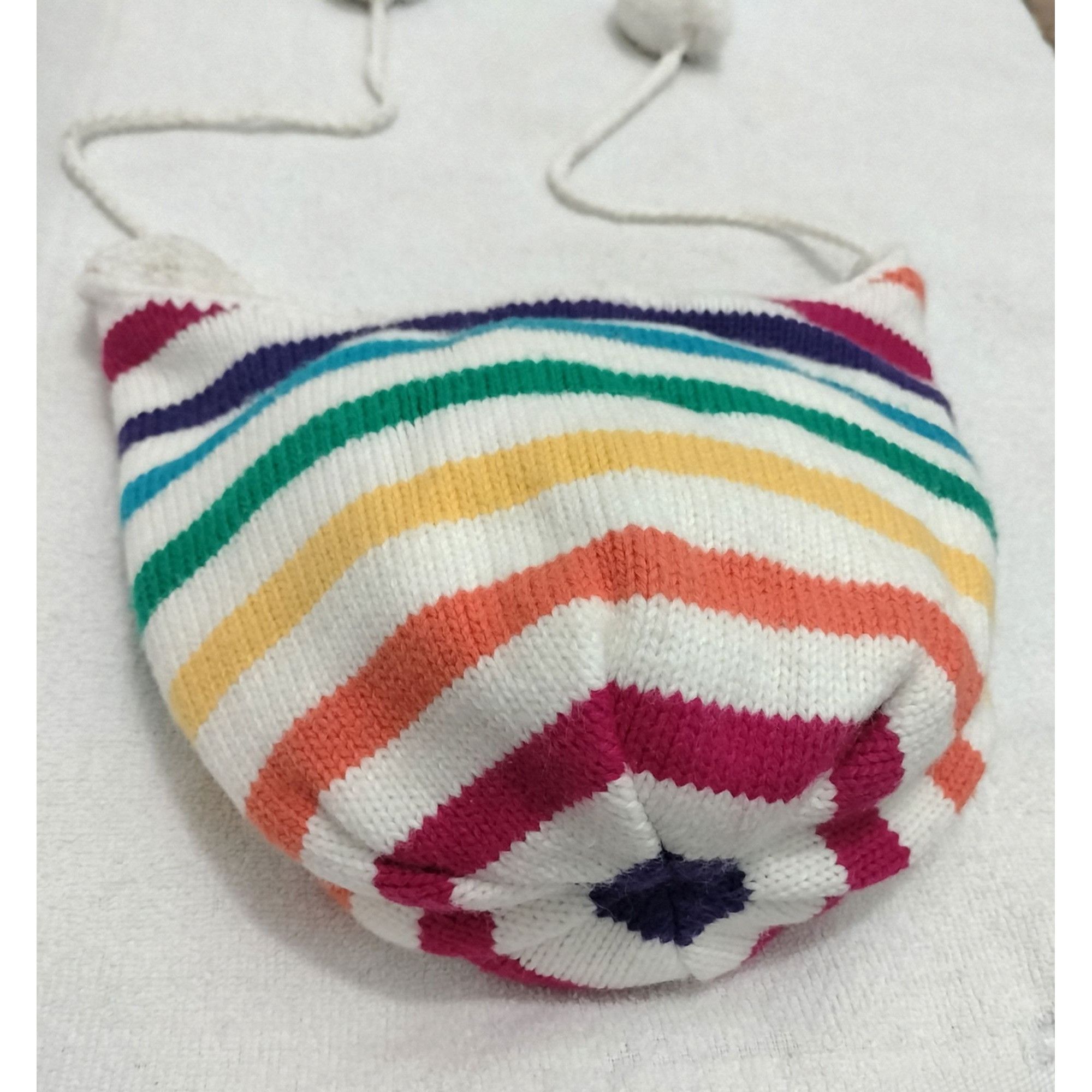 Aeropostale Aeropostale Rainbow Striped Ear Flap Pom Pom Knit Hat Sherpa Size ONE SIZE - 14 Thumbnail