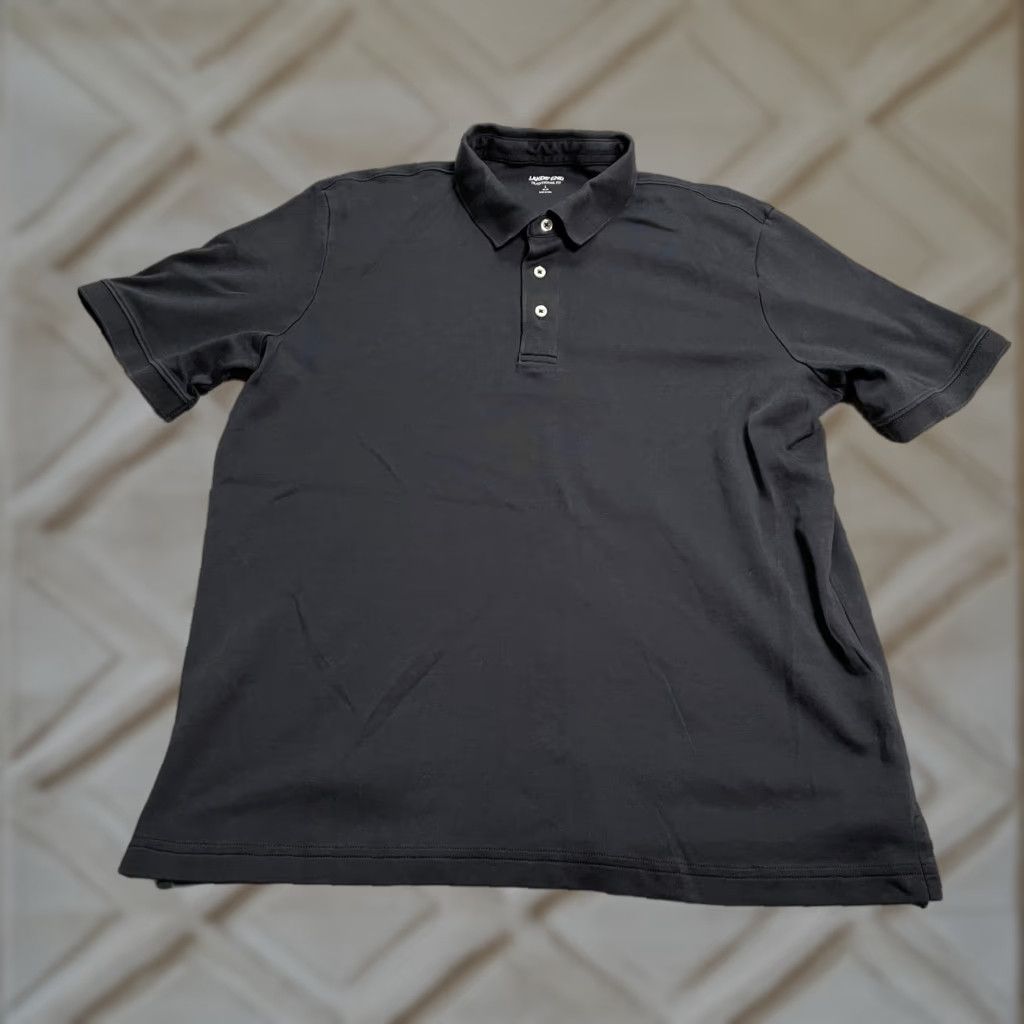 Lands' End Lands' End Polo Shirt Men Large Black Short Sleeve Cotton Traditional Fit Shirt Adult L Black Polo Men Size US L / EU 52-54 / 3 - 1 Thumbnail