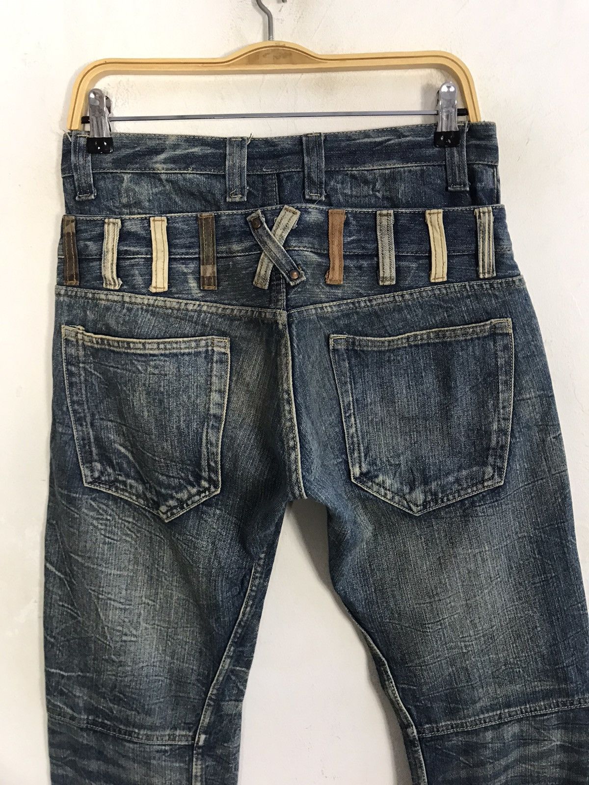 Japanese Brand Exit Zipper Indigo Denim Jeans Pants Double Waist Style Size US 30 / EU 46 - 10 Thumbnail