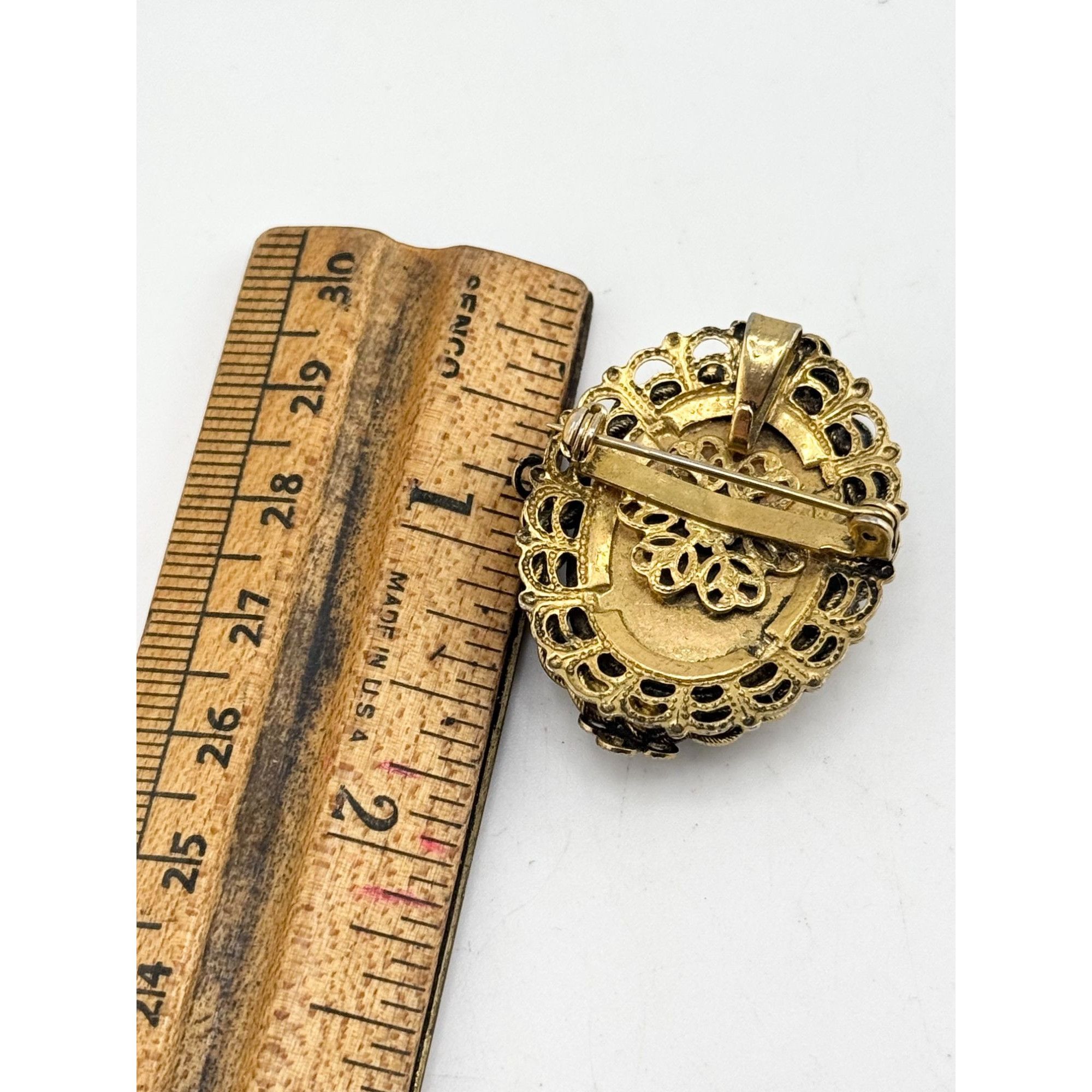 Vintage Vintage faceted purple glass floral brooch pin pendant Size ONE SIZE - 5 Thumbnail