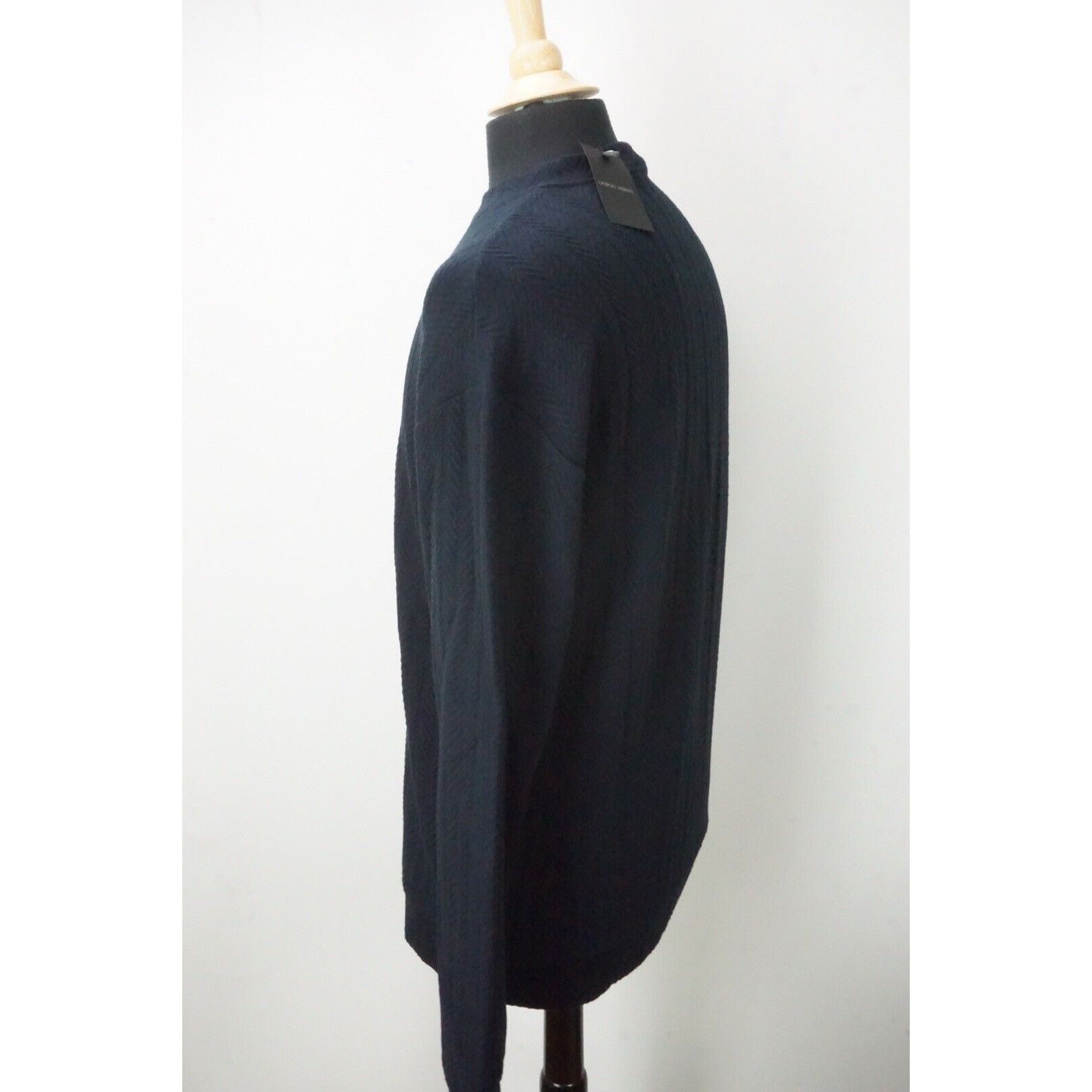Giorgio Armani Giorgio Armani Black Label Cotton Blend Navy Textured Sweate Size US M / EU 48-50 / 2 - 2 Thumbnail