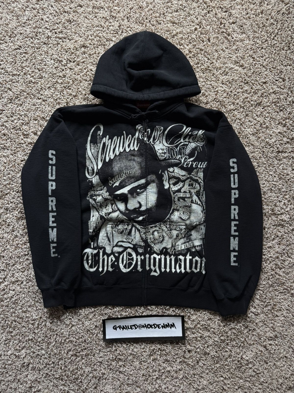 Supreme Supreme DJ Screw Zip Up Hooded Sweatshirt Black | Grailed
