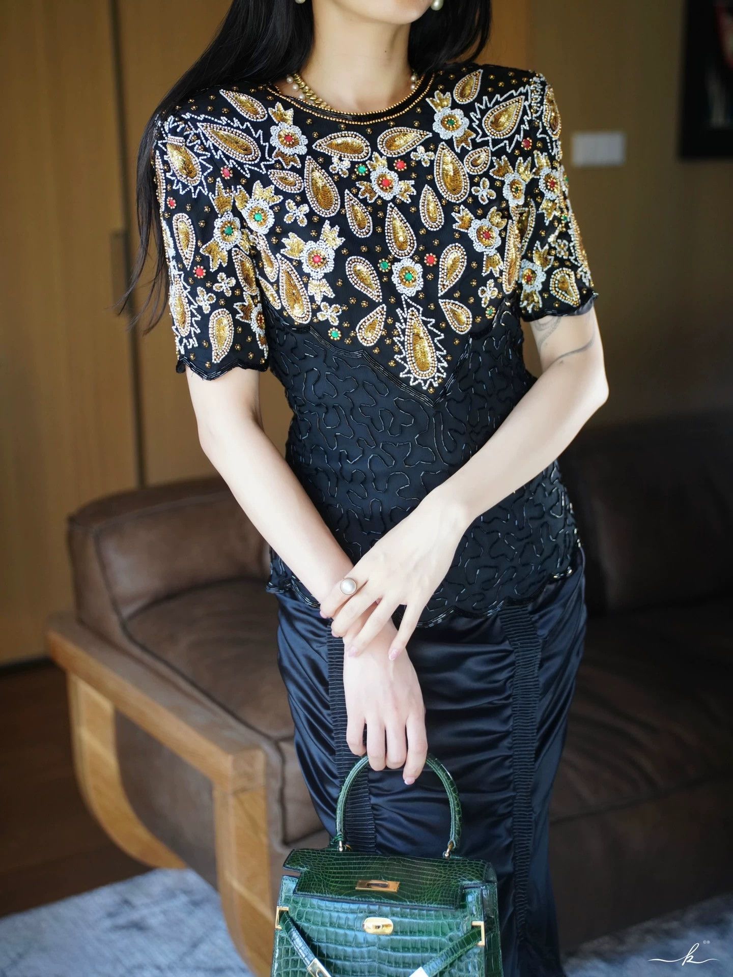 Vintage Vintage USA Beaded Silk Short Sleeve Blouse SM Size S / US 4 / IT 40 - 9 Thumbnail