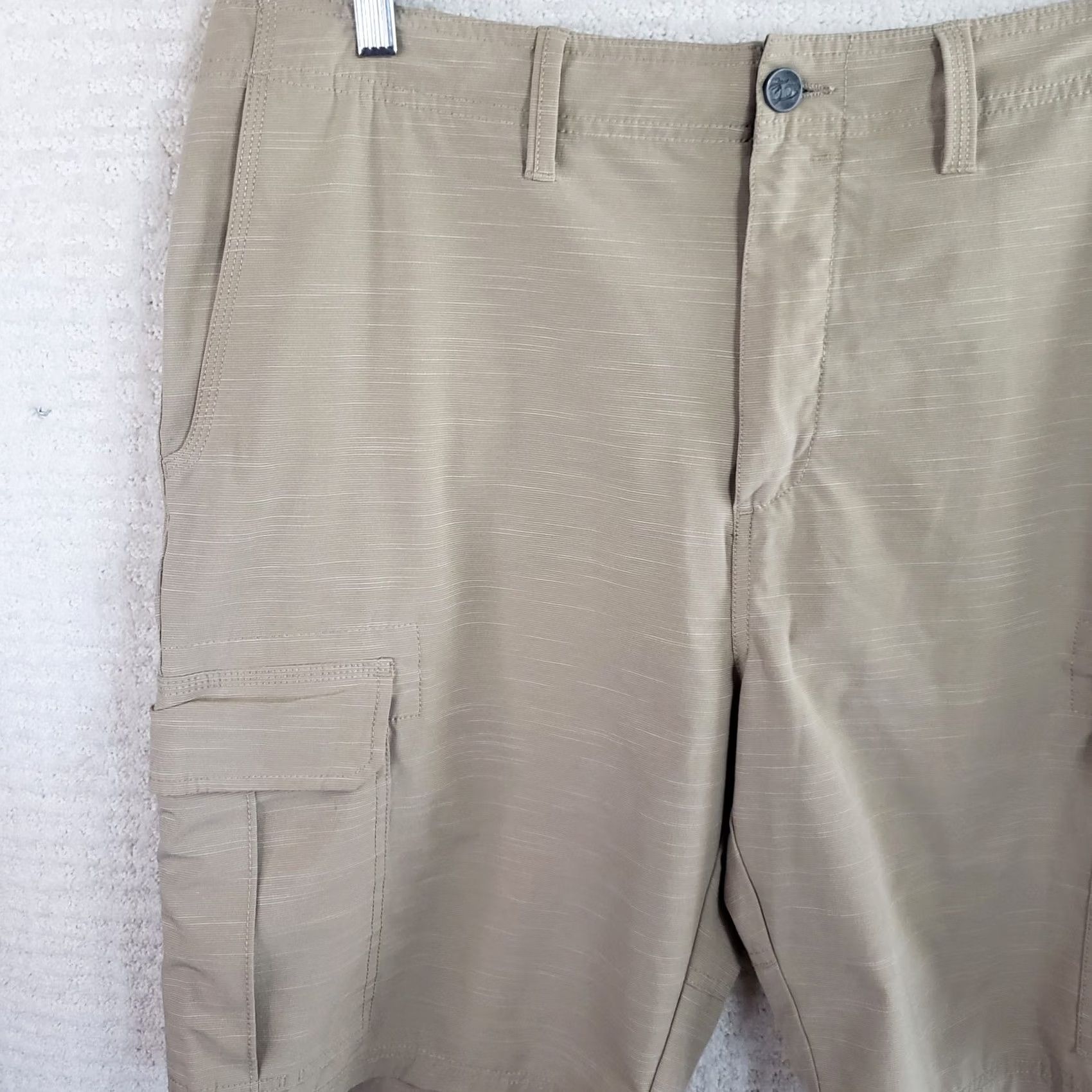 Vintage HONOLUA Cargo Shorts Men 38x10 Beige Poly Cotton Spandex Flat Front Casual Beach Size US 38 / EU 54 - 2 Thumbnail