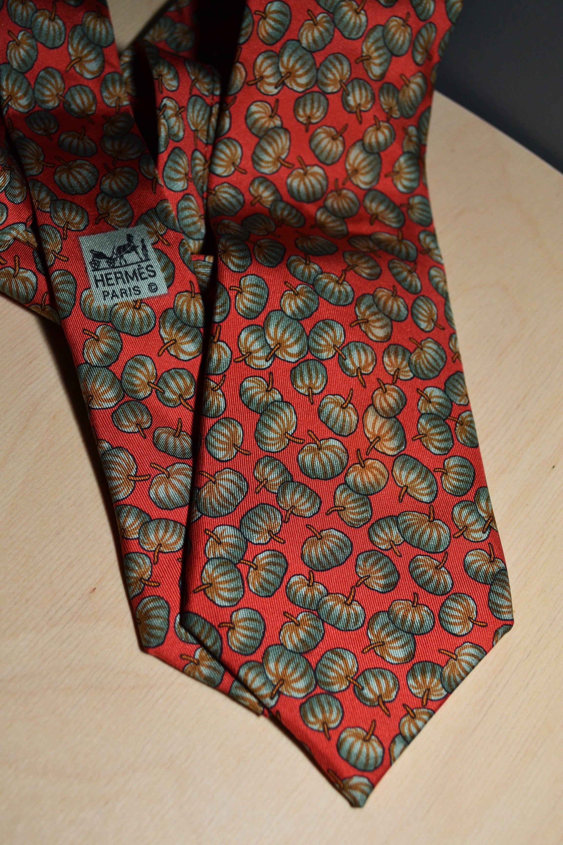 Hermes Hermes Pumpkin Orange Halloween 100% Silk Tie Made in France Size ONE SIZE - 1 Thumbnail